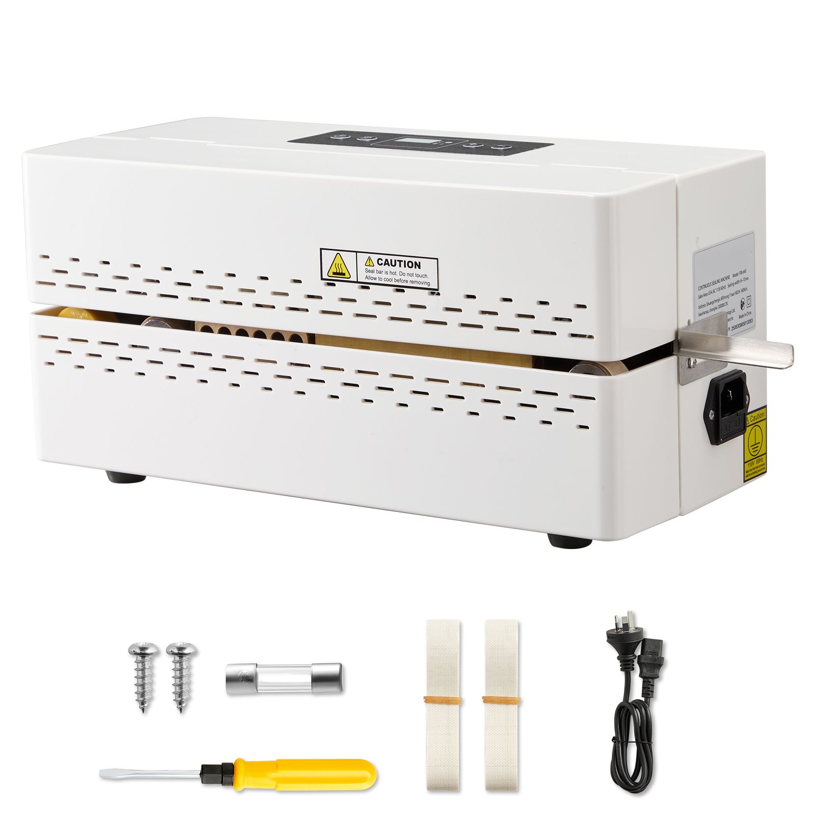 Kontinuierliche Siegelmaschine, Siegelbreite 8-12 Mm, Automatisches Siegelband Mit Digitaler Temperaturregelung, Automatischer Stopp, Für Plastikbeutel 0,06-0,2 Mm.