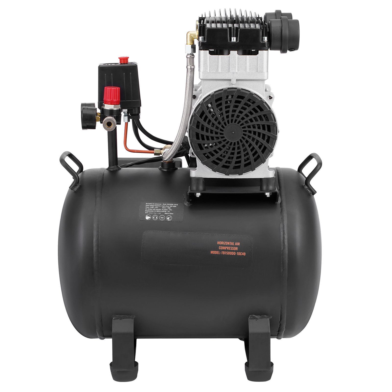 10-gallonen-luftkompressor, 2 Ps, 5,3 Cfm Bei 90 Psi, Maximaler Druck 125 Psi, 78 Db Leise, Tragbar, Ölfrei, Für Autoreparaturen, Reifenaufpumpen, Lackieren.