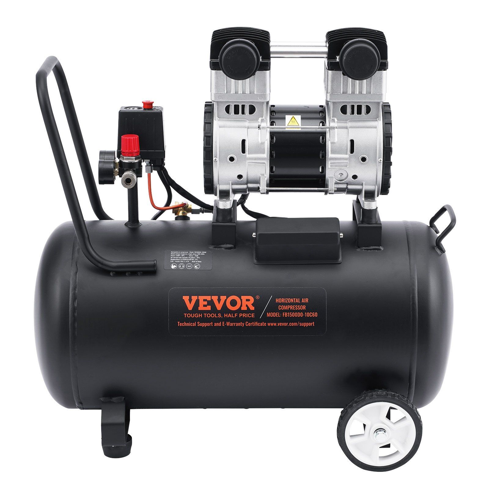 15-gallonen-luftkompressor, 2 Ps, 5,3 Cfm Bei 90 Psi, Ölfrei, Leise 78 Db, Tragbar, Für Autoreparaturen Und Zum Aufpumpen.
