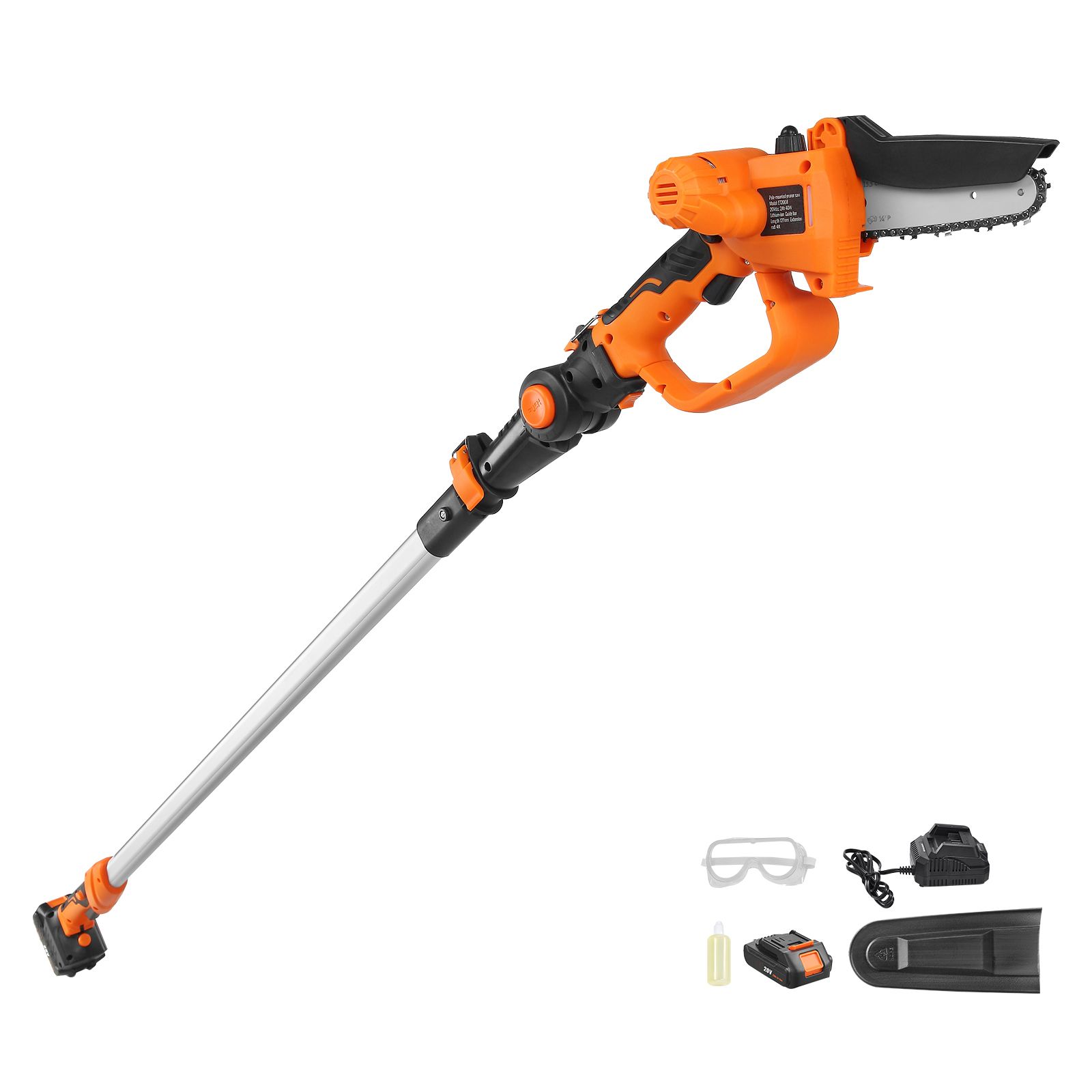 2-in-1 Akku-stangensäge, 20 V 2 Ah, 12,7 Cm Schnittkapazität, 243,8 Cm Reichweite, Zum Schneiden Und Beschneiden Von Ästen (akku Und Klingenschutz Im Lieferumfang Enthalten)