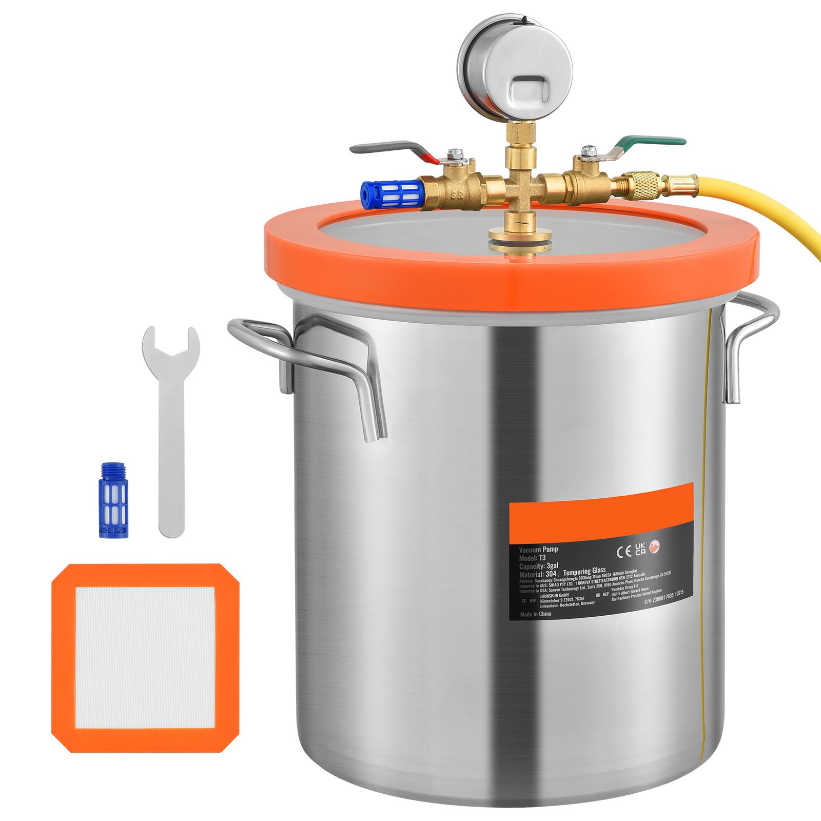18,9-liter-vakuumkammer Mit Deckel Aus Gehärtetem Glas Und Silikondichtung Zur Entgasung.