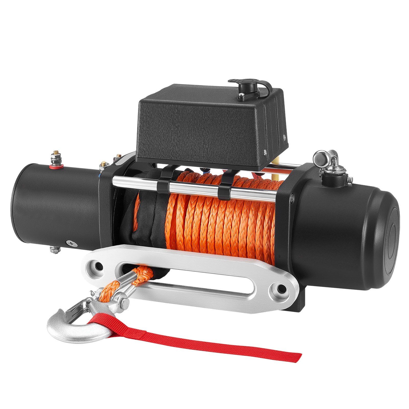 12v Elektrische Seilwinde, 5400 Kg Tragfähigkeit, 9,1 Mm X 23 M Synthetisches Seil, Drahtlose Und Kabelgebundene Fernbedienung, Ip55 Wasserdicht, Zum Abschleppen Von 4x4, Suv, Jeep, Boot.