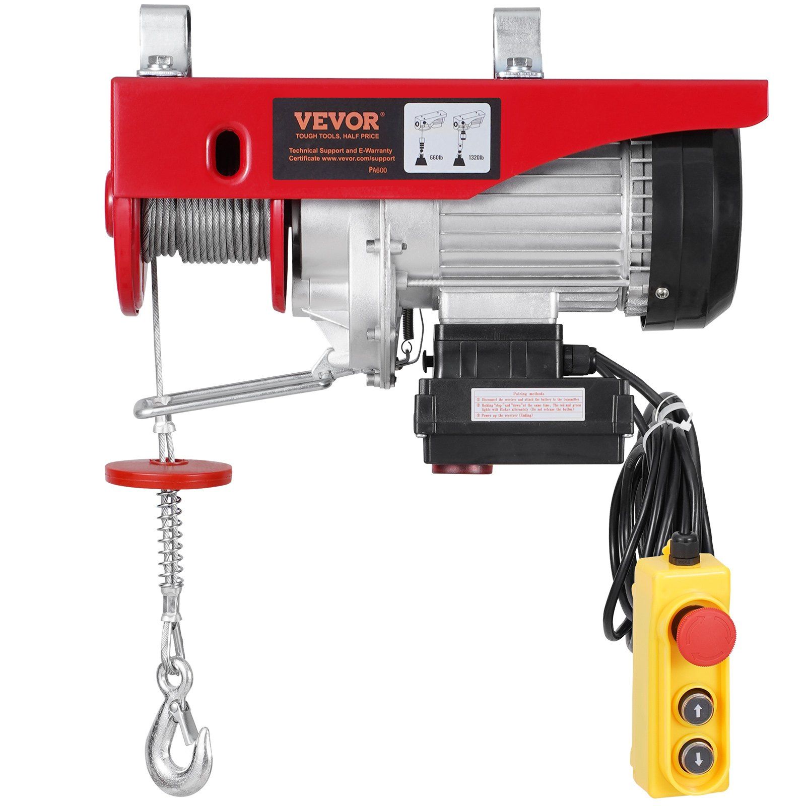 Elektrischer Hebezeug 598,7 Kg, Funkfernbedienung 9997,4 Cm Und Kabelfernbedienung 426,7 Cm