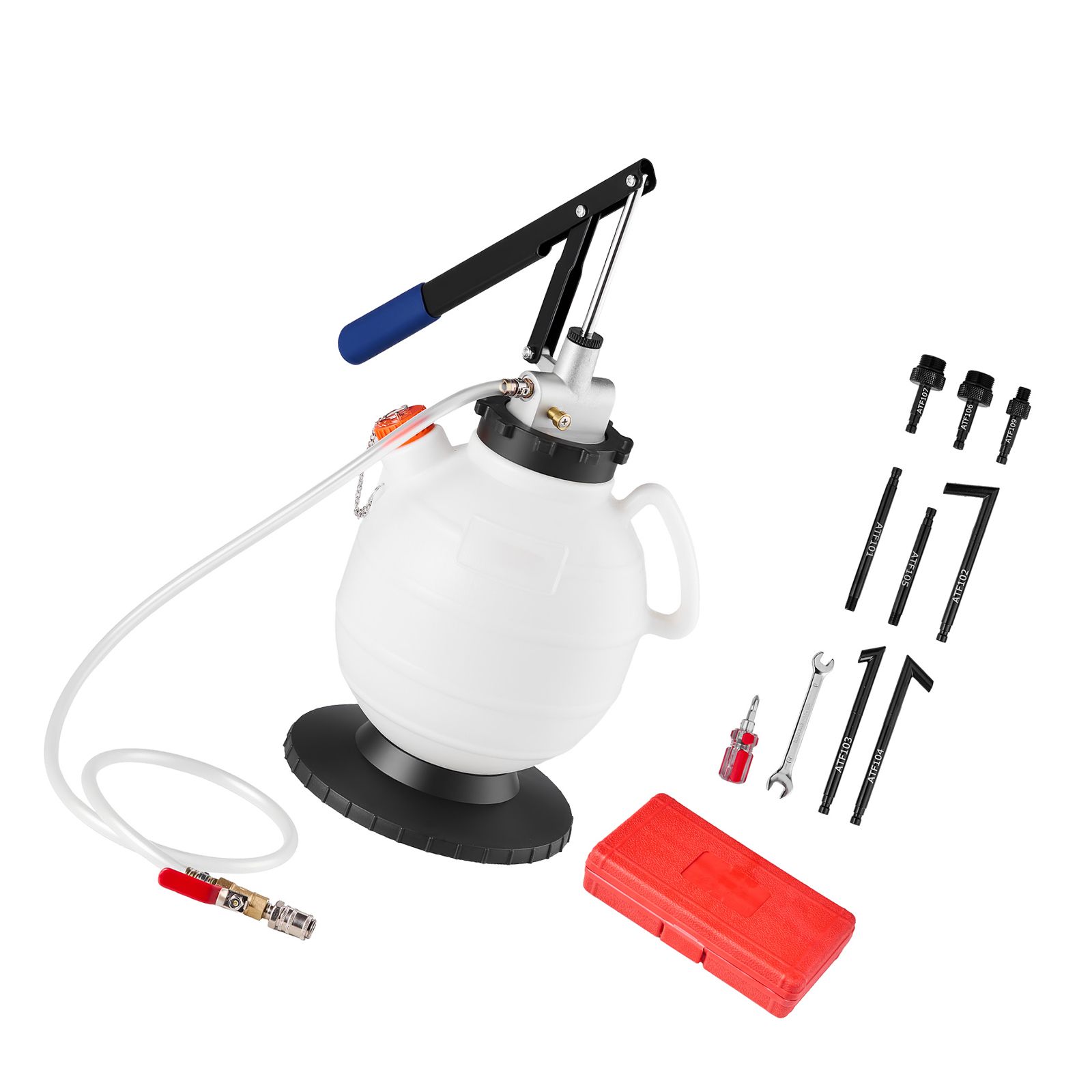 Getriebeölpumpe, 7,5 L, Manuelles Atf-ablassset Mit 8 Adaptern Und 120 Cm Schlauch, Flüssigkeitsabsauggerät Mit Hdpe-behälter Für Autos Und Rasenmäher