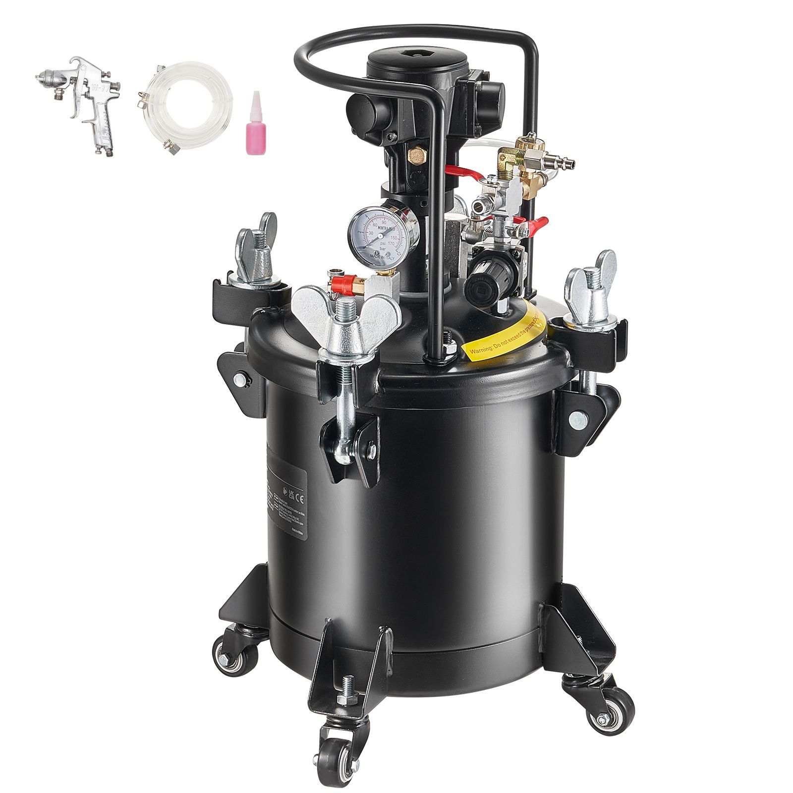 10-liter-druckfarbtopf, Automatische Rührfunktion, 70 Psi Einstellbar, Mit Pistole Und Schläuchen, Für Industrielle Und Dekorative Lackierarbeiten.