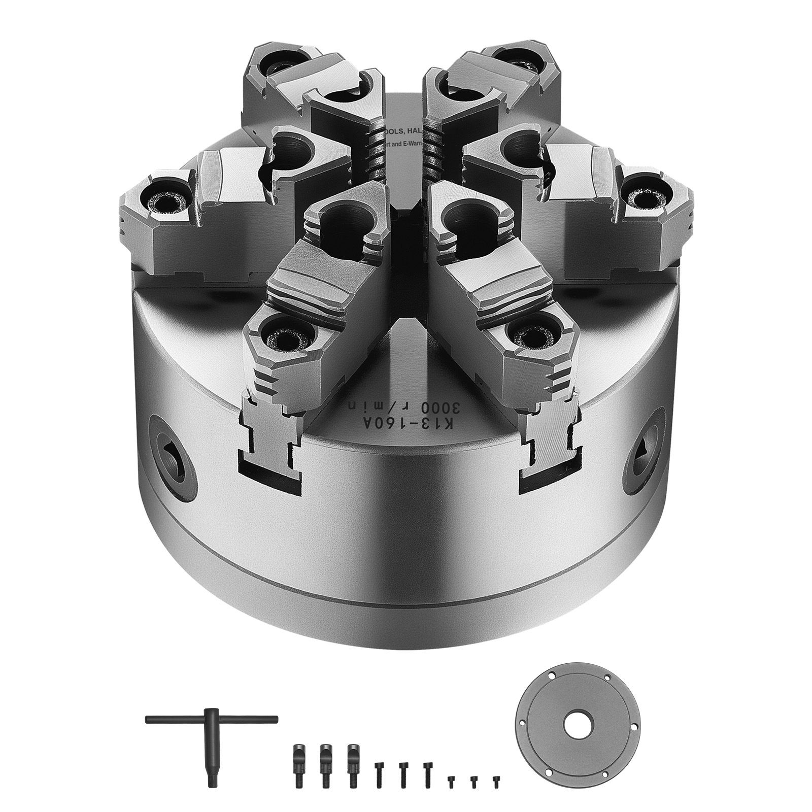 160 Mm Selbstzentrierendes 3-backen-futter, D1-4 Rückplatte, 3-145 Mm Spannbereich, Werkstoff Ht300, Für Holz- Und Metalldrehmaschinen.