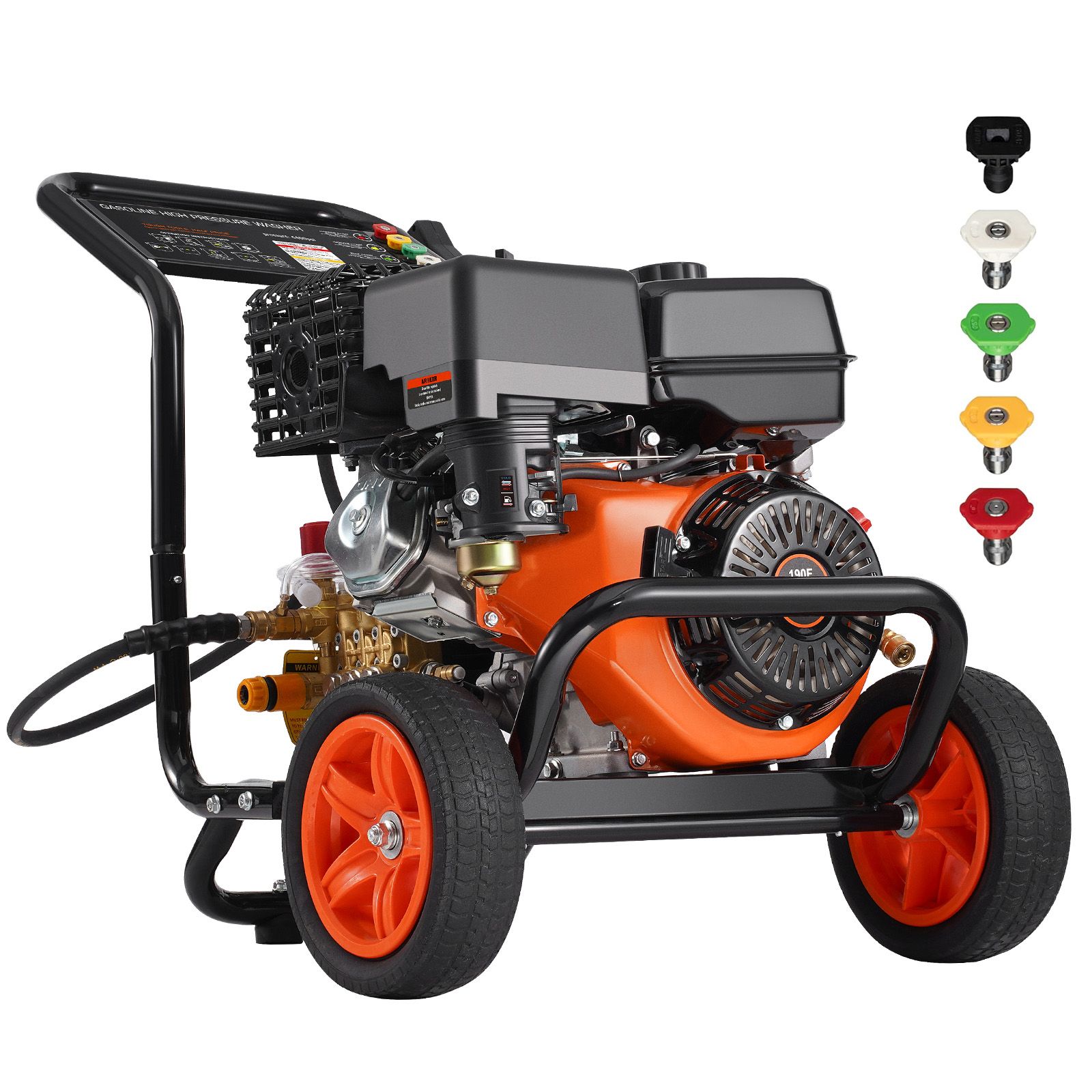 Benzin-hochdruckreiniger, 4400 Psi, 15 L/min, Kupferpumpe, Pistole Und Lanze, 5 Düsen, Für Autos, Zäune, Häuser, Einfahrten, Terrassen Und Gartenmöbel