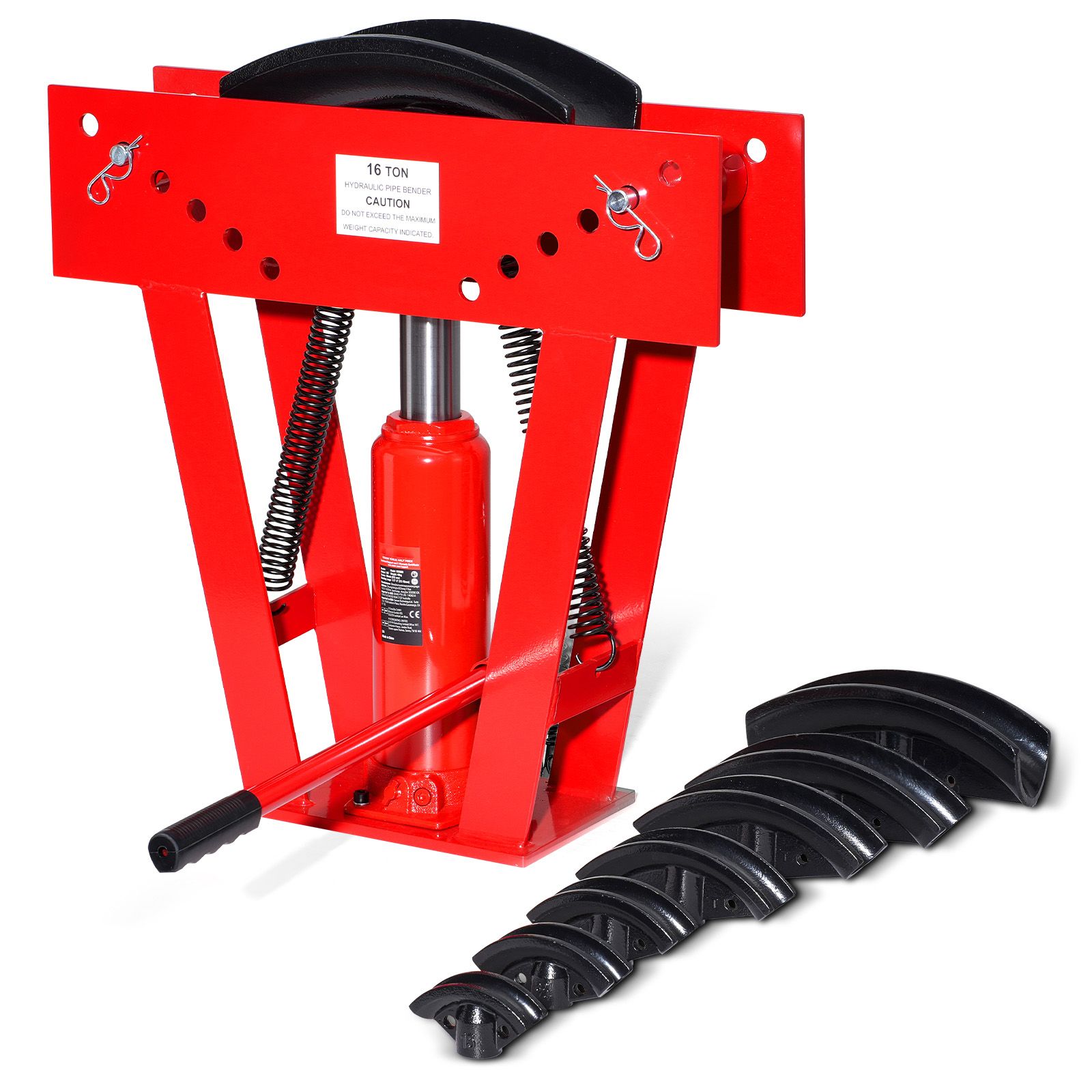Hydraulische Rohrbiegemaschine, 16 Tonnen, Manuell, Mit 8 Biegebacken (1/2" - 3") Und 90-180° Verstellbaren Walzen, Für Rohre, Schienen Und Konstruktionen.
