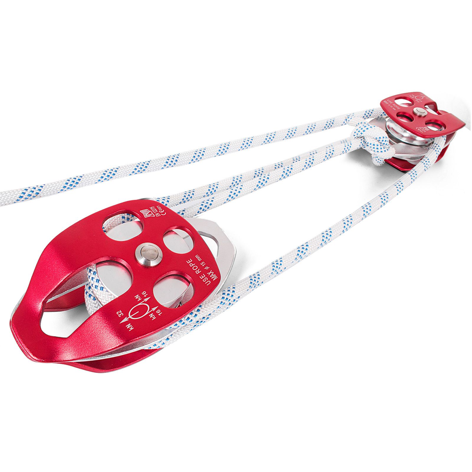 Doppelrolle Mit Zwei 12-mm-scheiben, Geflochtenes Seil 30,48–60,96 M, Last 2993,5–3498,6 Kg, Hebezeug
