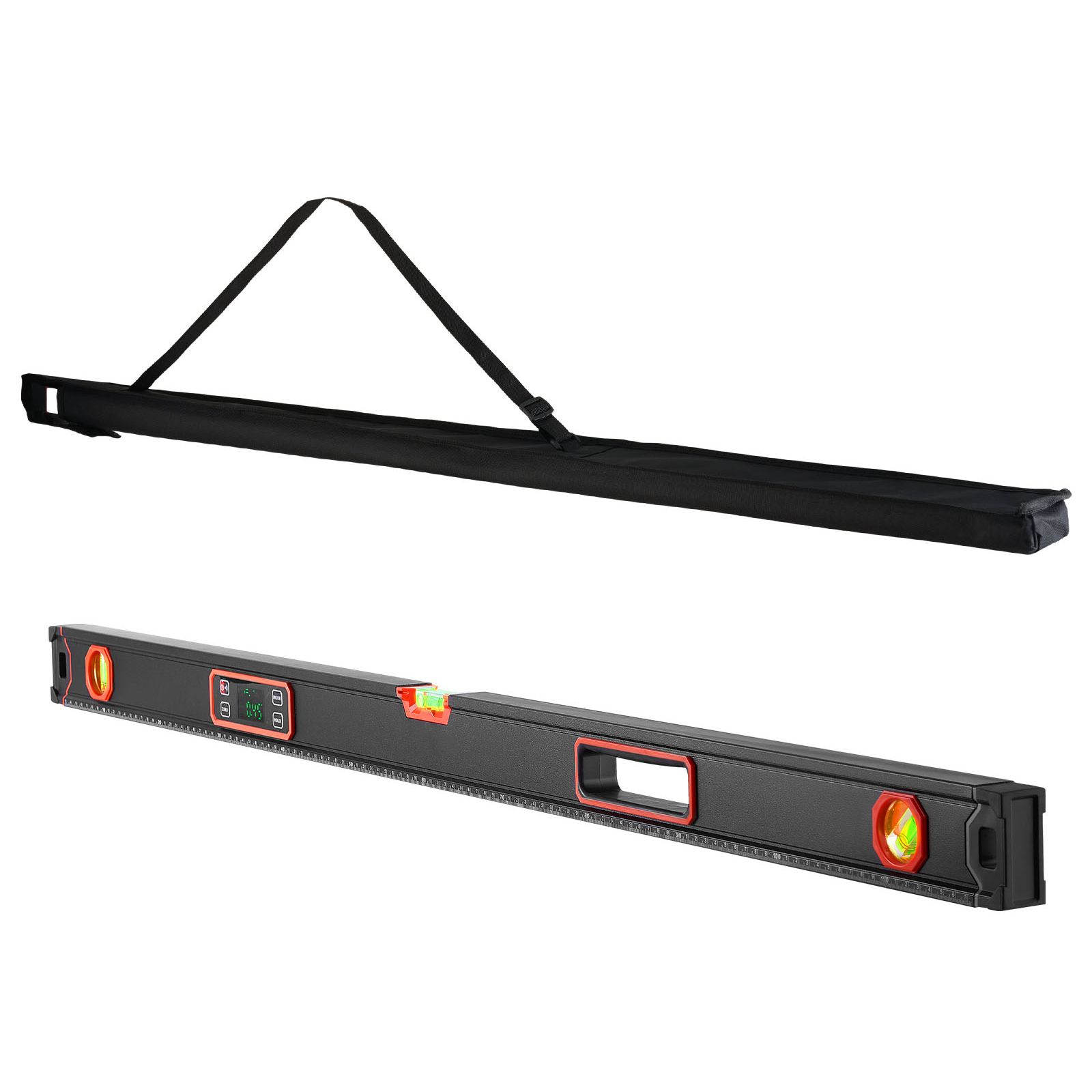 Digitale Wasserwaage 1200 Mm Mit Hintergrundbeleuchtetem Led-display, Magnetisch, Genauigkeit 0°/45°/90°, Schutzart Ip54 Für Bau-, Zimmerer- Und Renovierungsarbeiten.