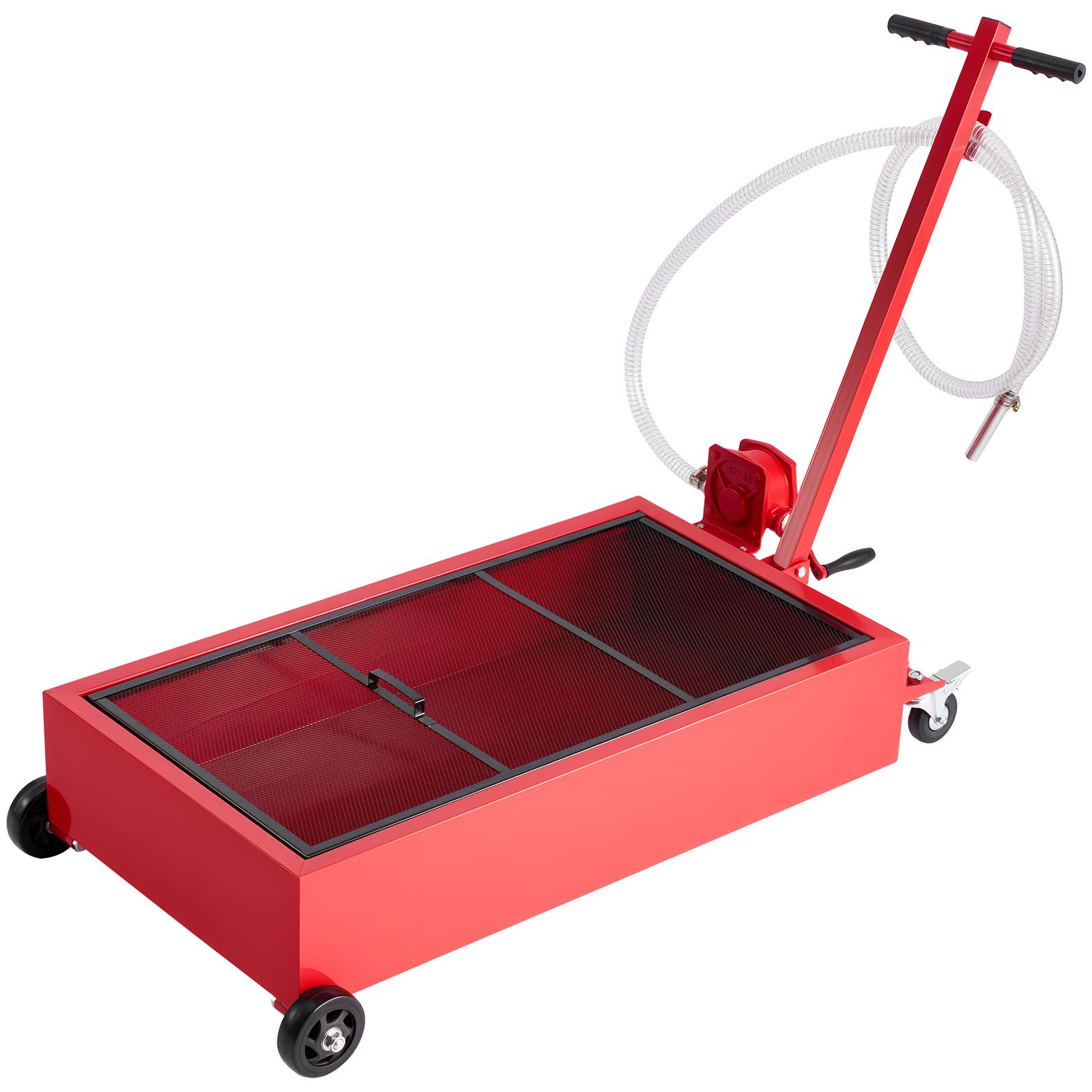 Ölauffangwanne Auf Rädern, 75,7 L, Mit Handpumpe Und 2,2 M Schlauch, Klappbarem Griff, Wasserdicht Und Korrosionsbeständig, Kompatibel Mit Pkw, Suvs, Lkws, Quads, Rot.