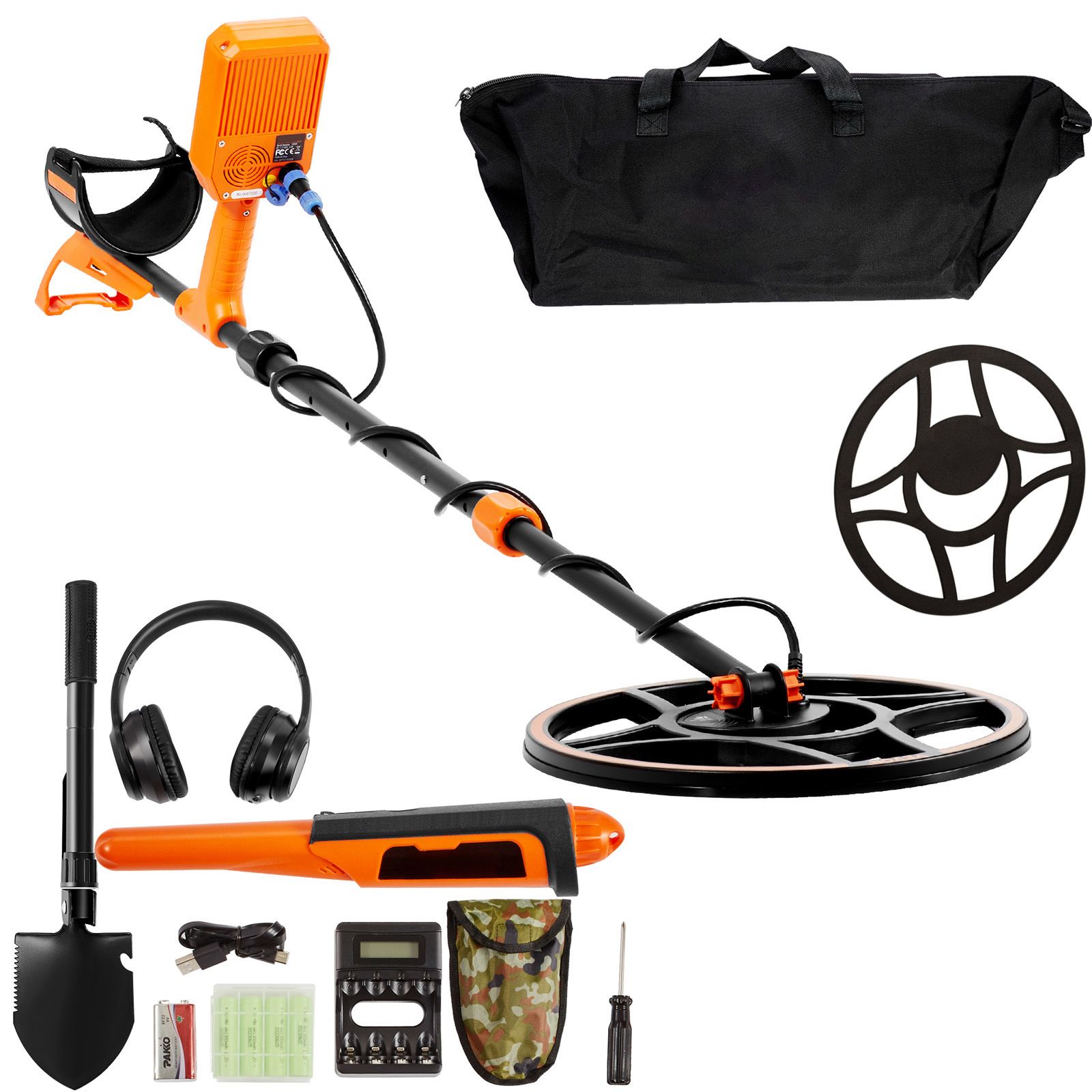 Wasserdichter Metalldetektor, 30,5 Cm Spule, Professionell Wiederaufladbar Für Gold, Einstellbar 99-127 Cm, 7-modus-lcd-bildschirm, Dsp-chip, Bluetooth-kopfhörer, Ip68, Schatzsuche.