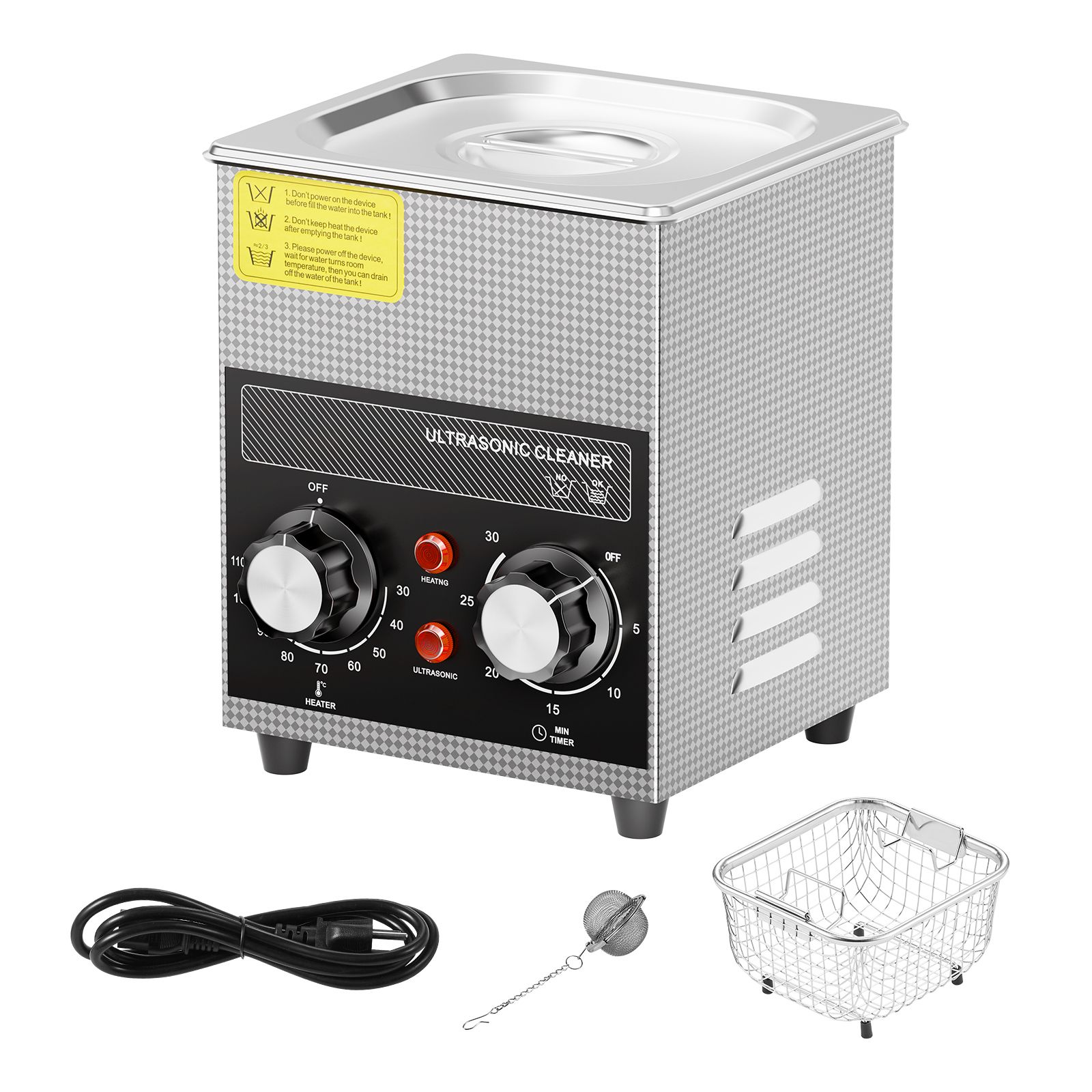 Ultraschallreiniger Mit 2 Litern Fassungsvermögen, Heizung Und Timer, Inklusive Korb, 60 W Leistung Für Uhren, Brillen, Metallteile Und Werkzeuge.