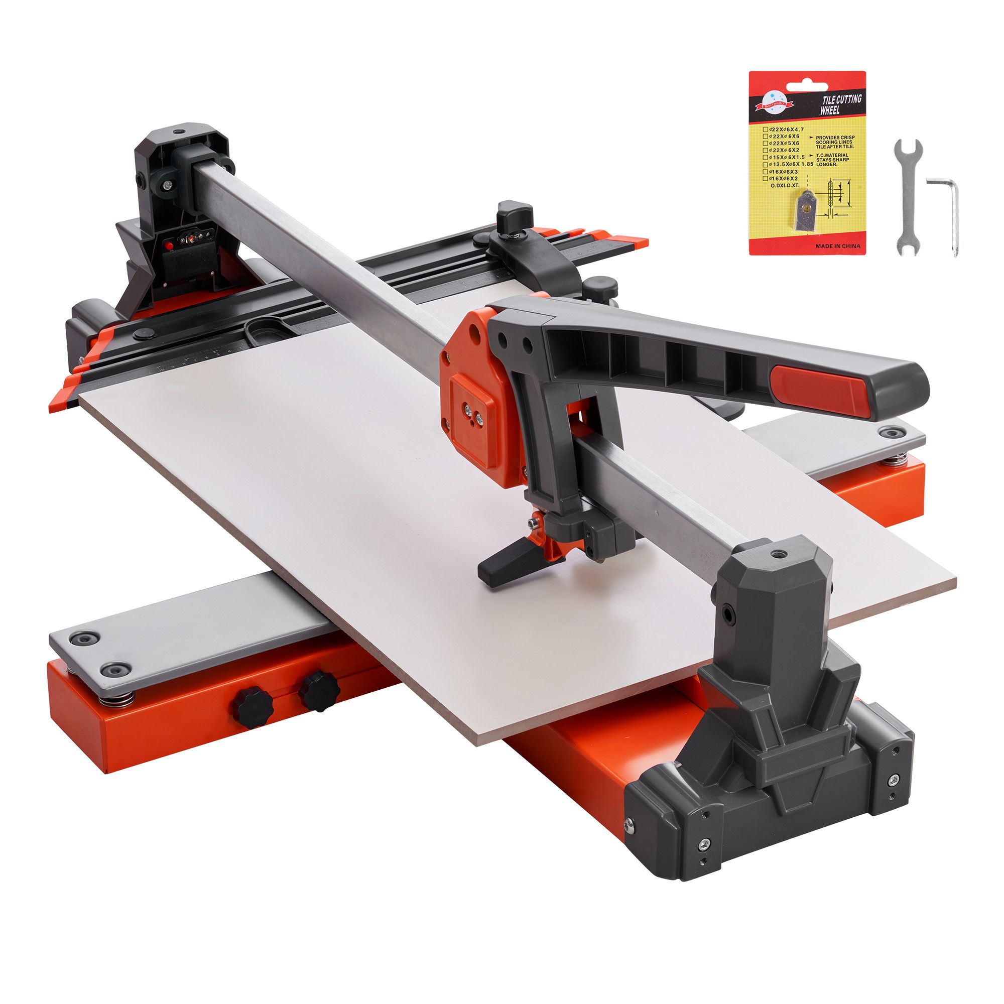 600 Mm Manueller Fliesenschneider, Federbasis, Verstellbare Winkelführung, Hartmetallscheibe, Präzise Ausrichtung, Für Keramik, Boden Und Wand, Heimwerkerprofi.