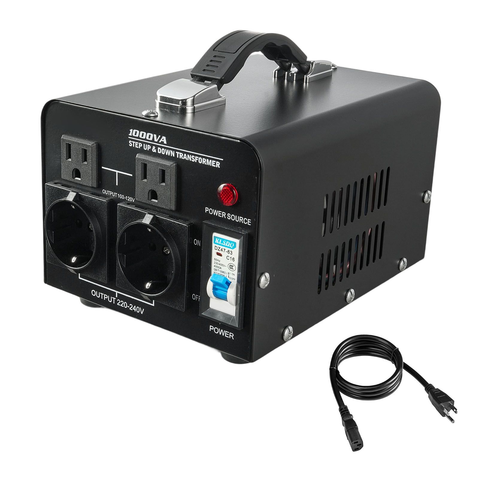 1000va Spannungswandler, Bidirektionaler Transformator 110v-220v, Us/eu Steckdosen, Leitungsschutzschalter, Kabel Im Lieferumfang Enthalten.