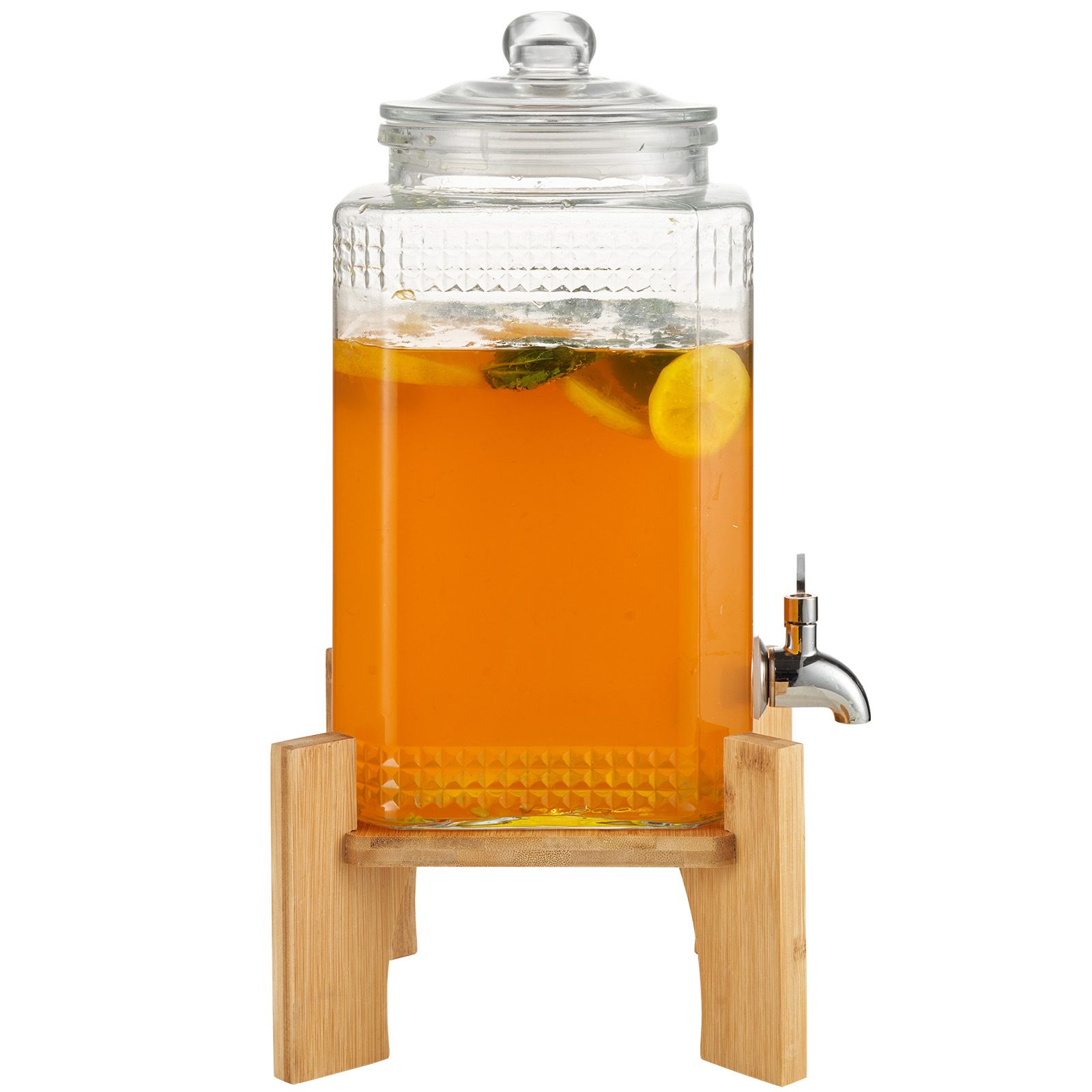 5,5-liter-getränkespender Aus Glas Mit Edelstahlhahn, Ideal Für Säfte, Eistees Und Wasser, Für Partys, Restaurants Und Hotels