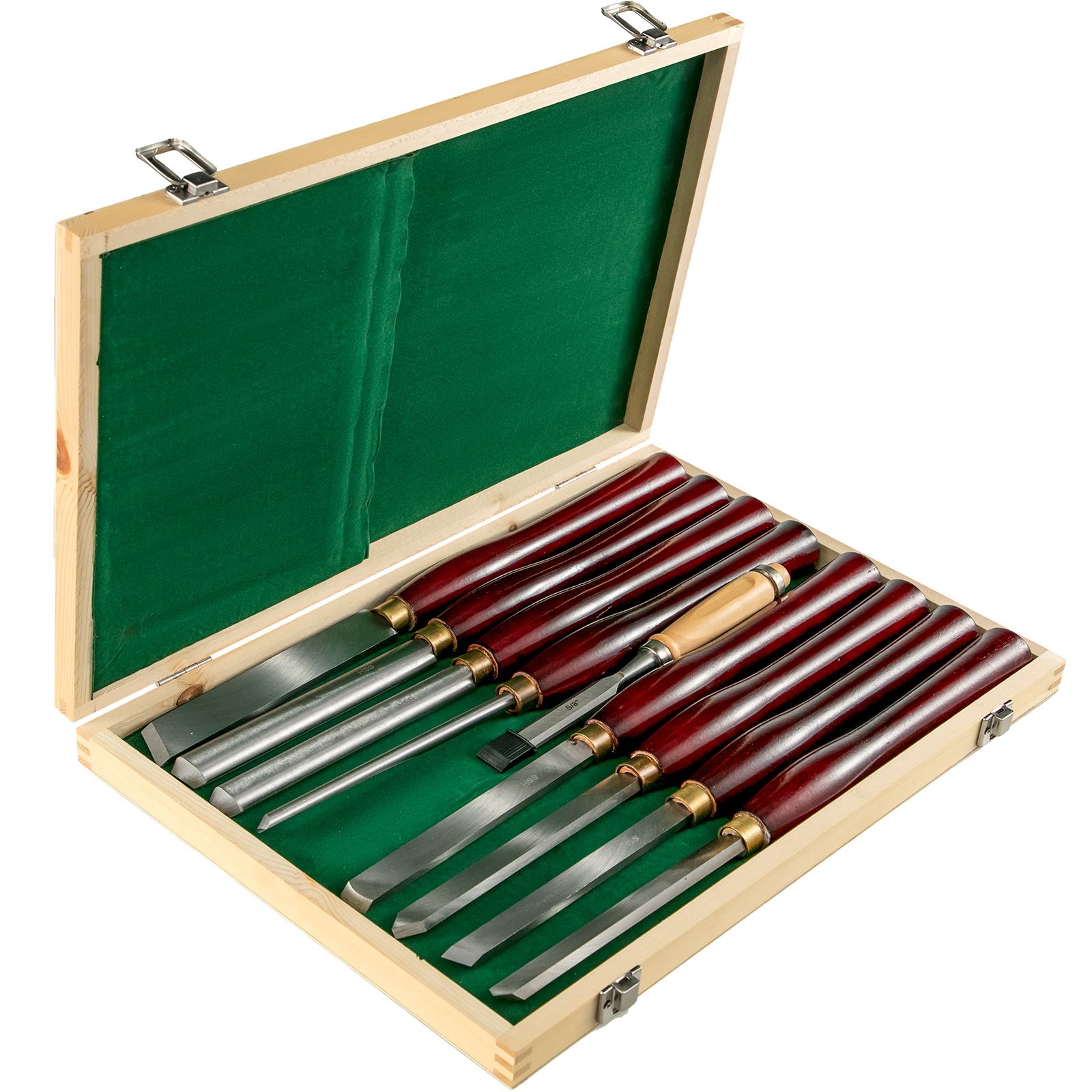 Set Aus 8 Holzmeißeln 17 Cm, 9 Zoll Drechselwerkzeuge, Etui Für Holzschnitzerei, Möbel Und Wurzeln, Rot.