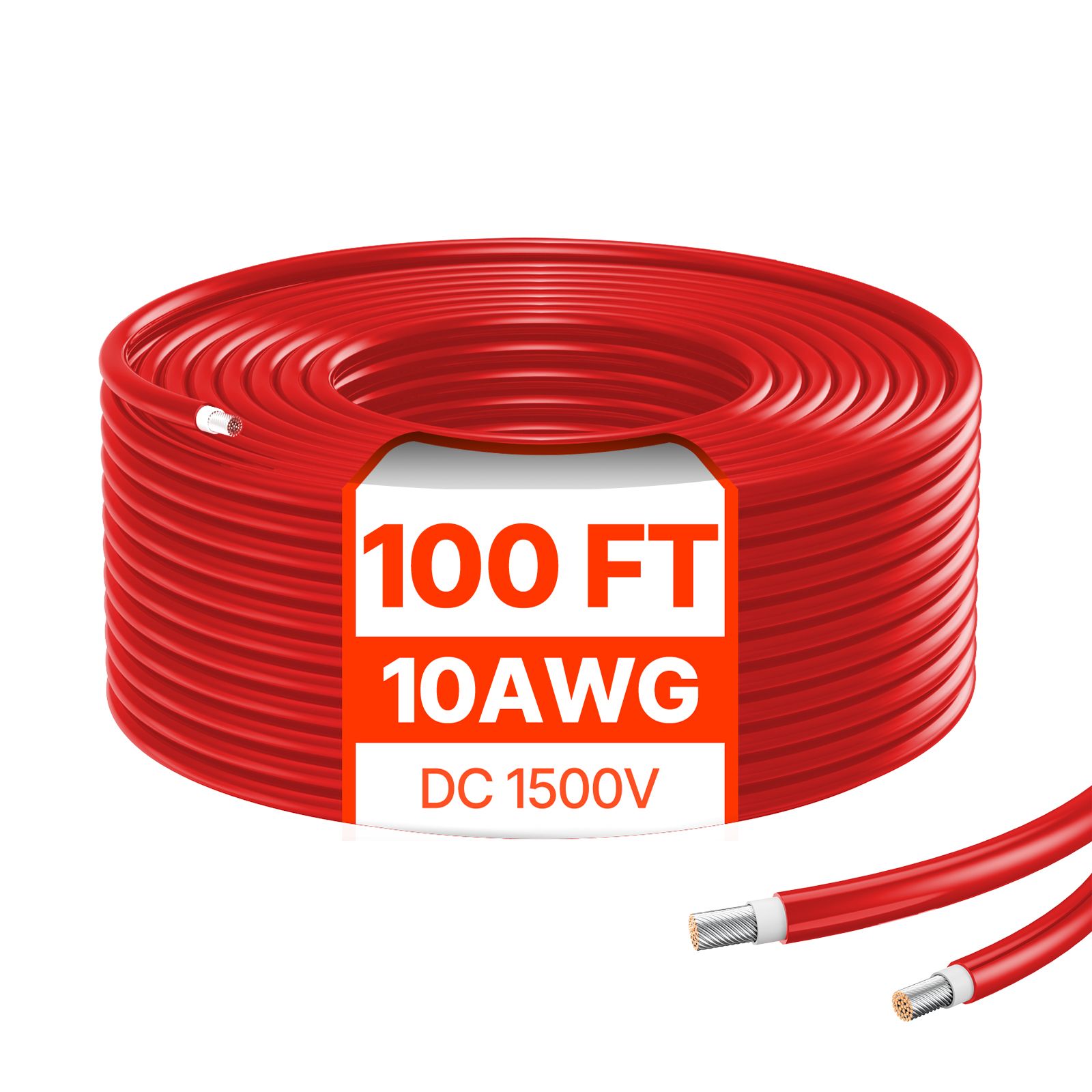 30,48 M / 100 Fuß Solar-verlängerungskabel, 6 Mm² / 10 Awg, Ip67 Wasserdicht, Für Solaranlagen In Haus, Boot Und Wohnmobil, Rot