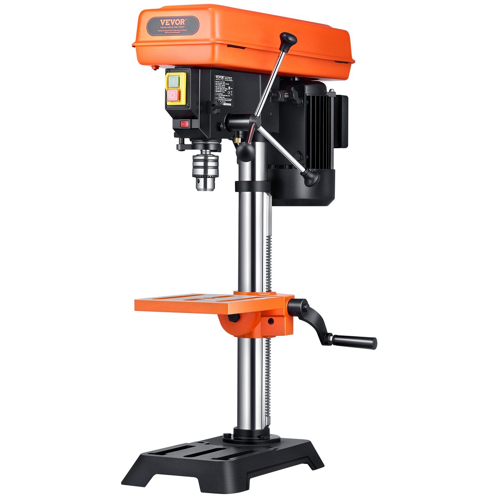 254 Mm Tischbohrmaschine, 550 W Motor, 5 Geschwindigkeiten (550-2500 U/min), 0-45° Neigbarer Tisch, Für Holz Und Metall.