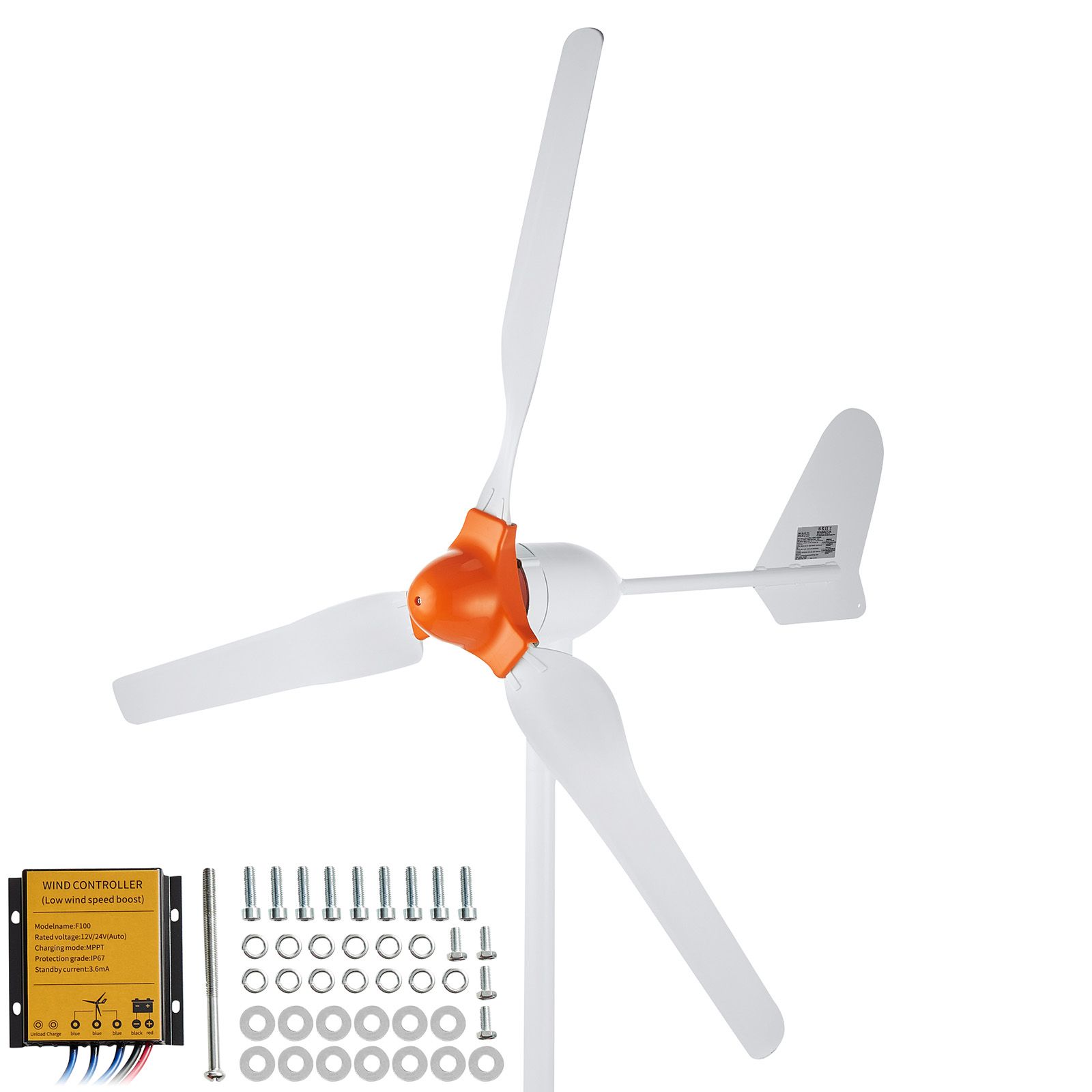800w 12v Windturbine, 3-blatt-set Mit Mppt-regler, Einstellbarer Winkel, 2,5 M/s Anlaufgeschwindigkeit, Ideal Für Haus, Bauernhof, Wohnwagen Und Boot.