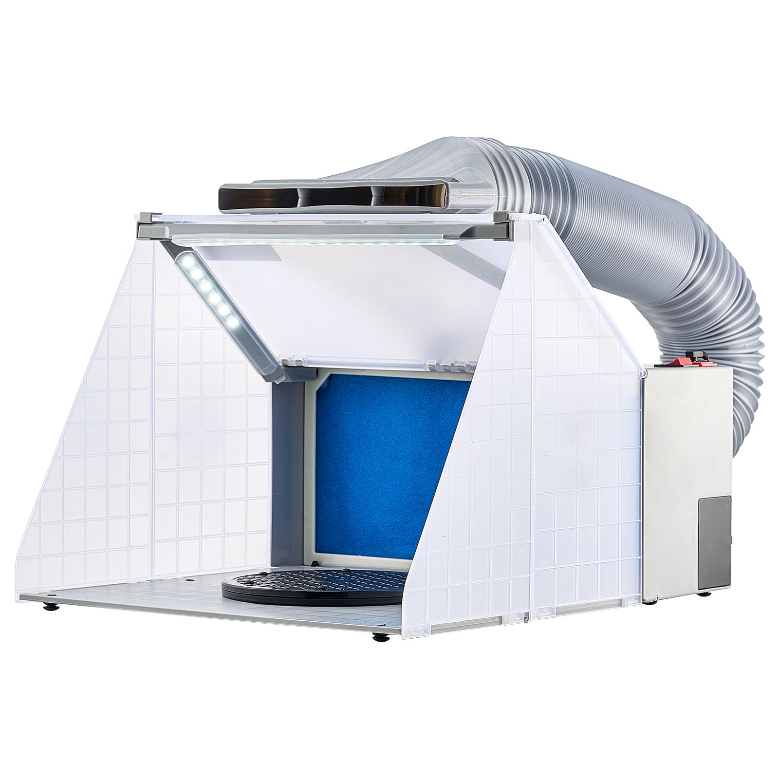Tragbare Airbrush-malkabine Mit Led-beleuchtung, Ventilator Und Abluftschlauch, Für Modellbau, Kreative Hobbys Und Konditorei.