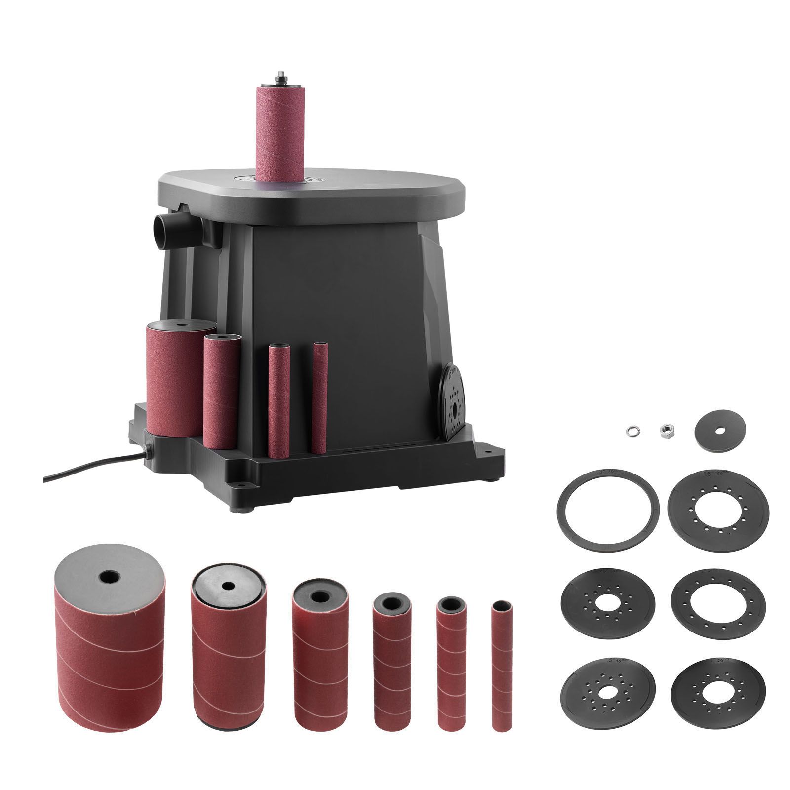 Oszillierender Spindelschleifer 2000 U/min, 6 Hülsen (12,7-76,2 Mm), 15 Mm Hub, Staubabsauganschluss Für Möbelveredelung, Bastelschleifen Und Heimwerkerarbeiten Mit Holz.