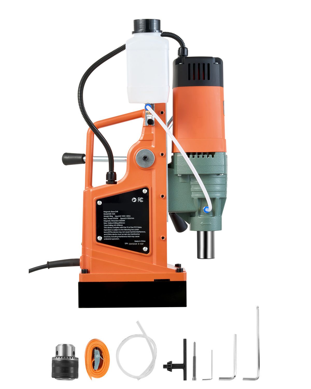 Tragbare Magnetbohrmaschine, 1550-w-motor, 50 Mm Kernbohrdurchmesser, 13000 N Magnetkraft, Variable Drehzahl 0-550 U/min, Für Metalloberflächen.