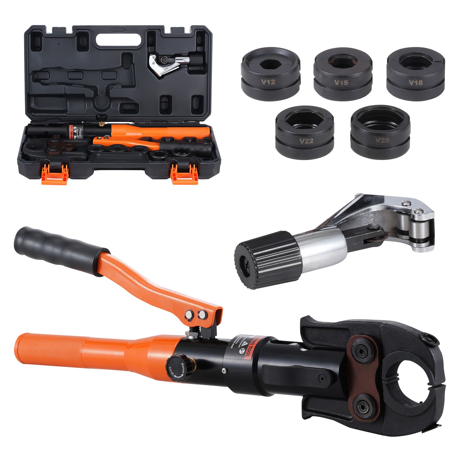 Hydraulisches Crimpwerkzeug Für Kupferrohrfittings, Mit Austauschbaren Backen V12, V15, V18, V22, V28, 360°-drehung Für Beengte Räume.