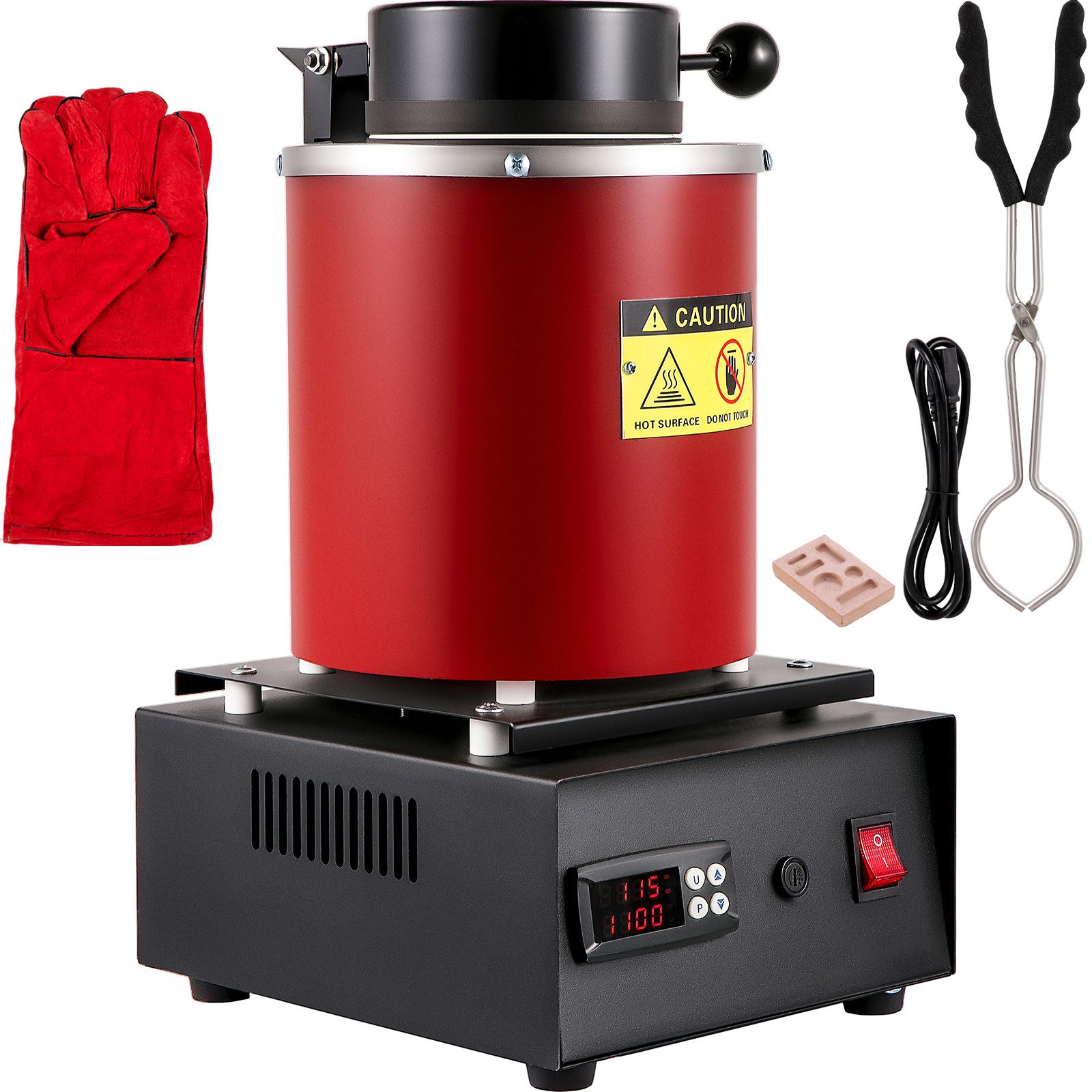 Goldschmelzofen 1350w, Max. 1150°c, Mit 3 Kg Keramiktiegel, Barrenform Und Handschuhen, Für Gold, Silber, Kupfer, Aluminium.