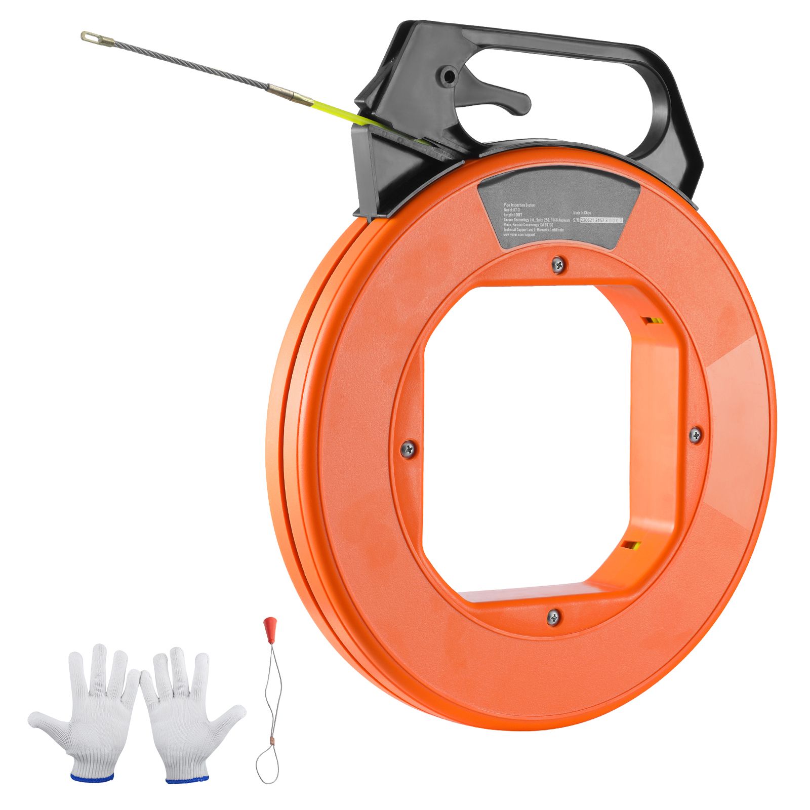 Glasfaser-einziehseil, 30,5 M, Ø 4,8 Mm, Mit Optimiertem Gehäuse Und Griff, Flexibles, Nichtleitendes Werkzeug Zum Verlegen Von Kabeln In Wänden Und Rohren.
