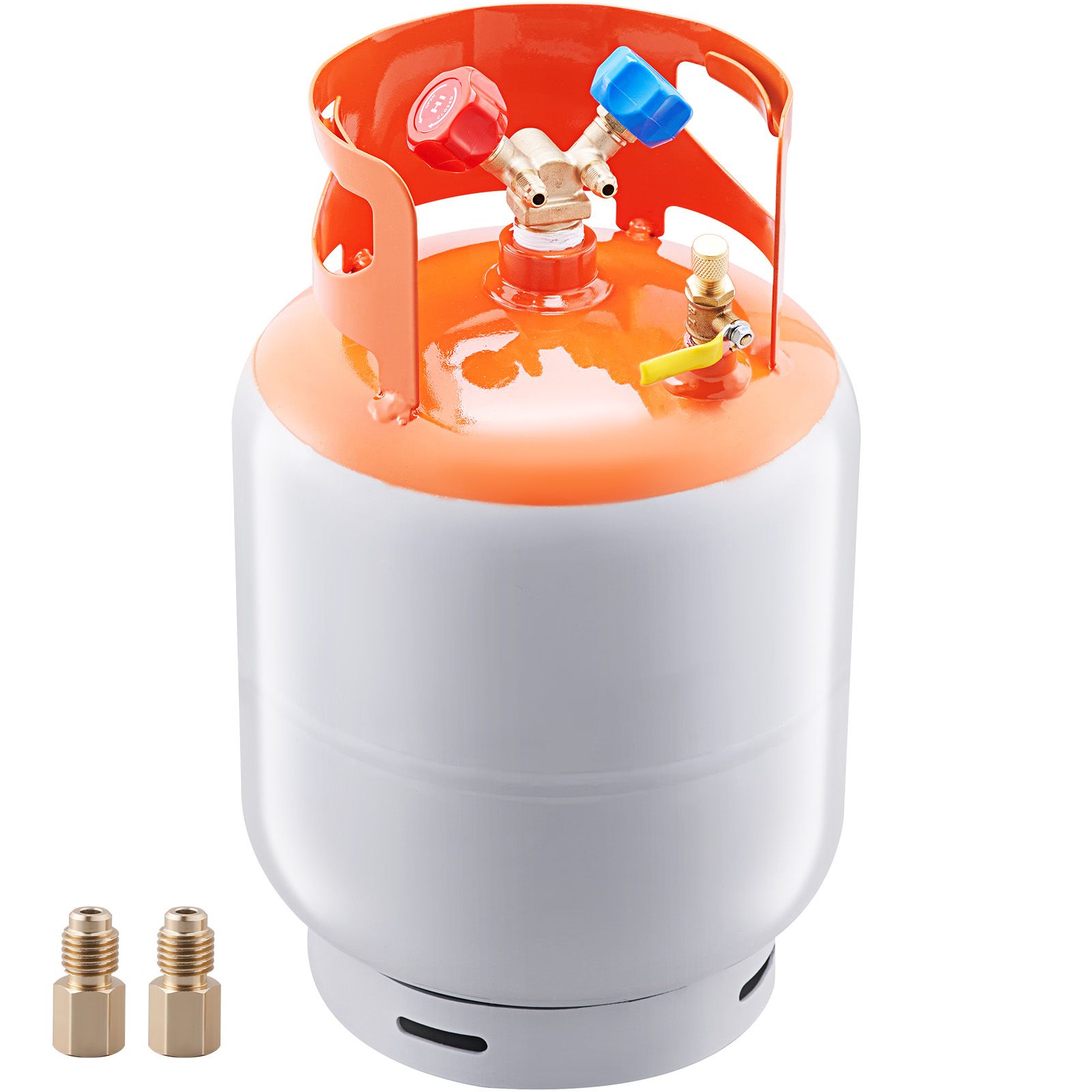 Kältemittel-rückgewinnungsflasche, 50 Lbs, 400 Psi, Tragbar Mit Y-ventil Für Flüssigkeit/dampf, Auslaufsicher, Kompatibel Mit R22/r134a/r410a, Orange Und Grau.
