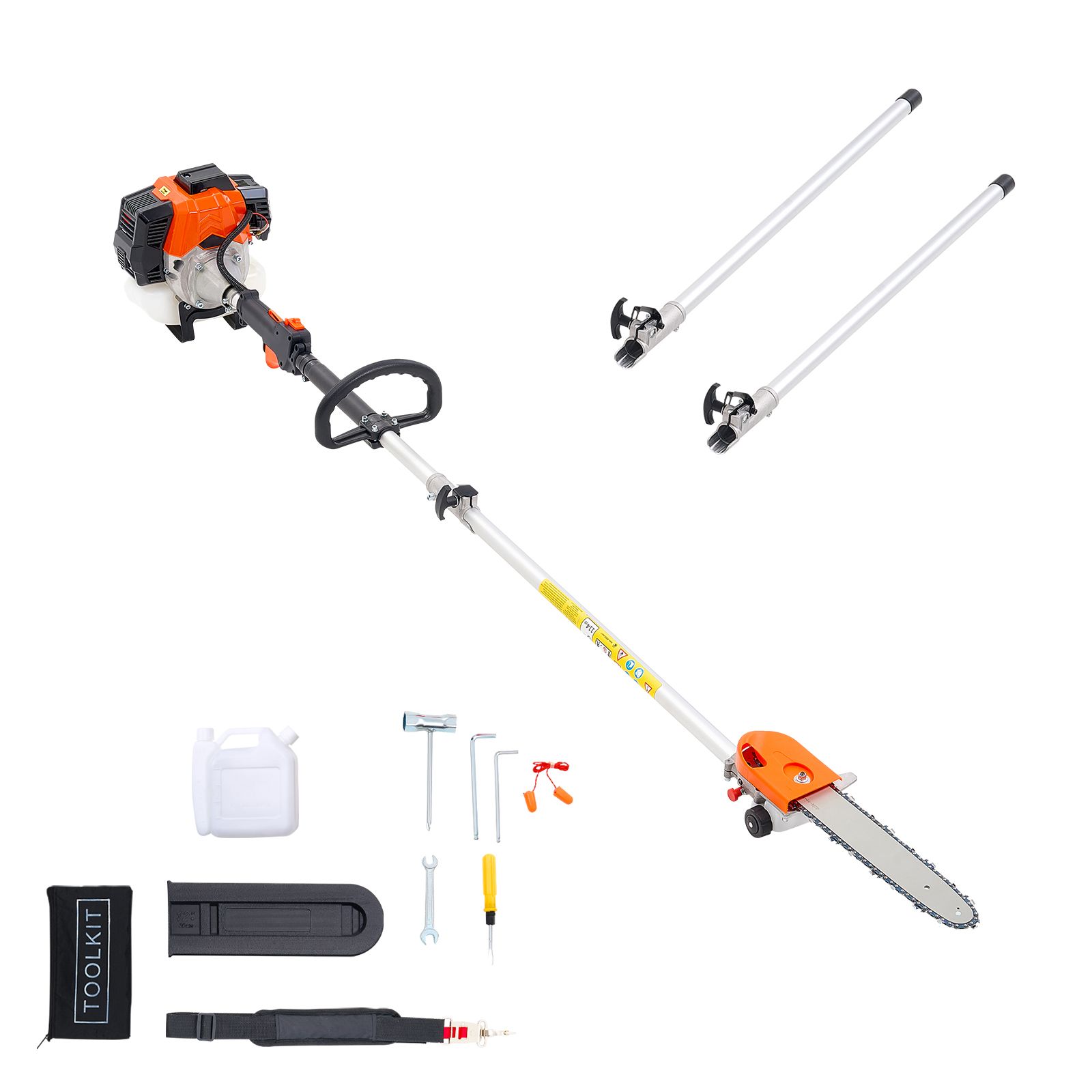 Hochentaster-kettensäge, 43 Cm³ Zweitaktmotor, 30,48 Cm Schwertlänge, Drehbarer Sägekopf, Ausziehbare Länge 2,16–3,66 M, Ideal Zum Beschneiden Und Astschneiden