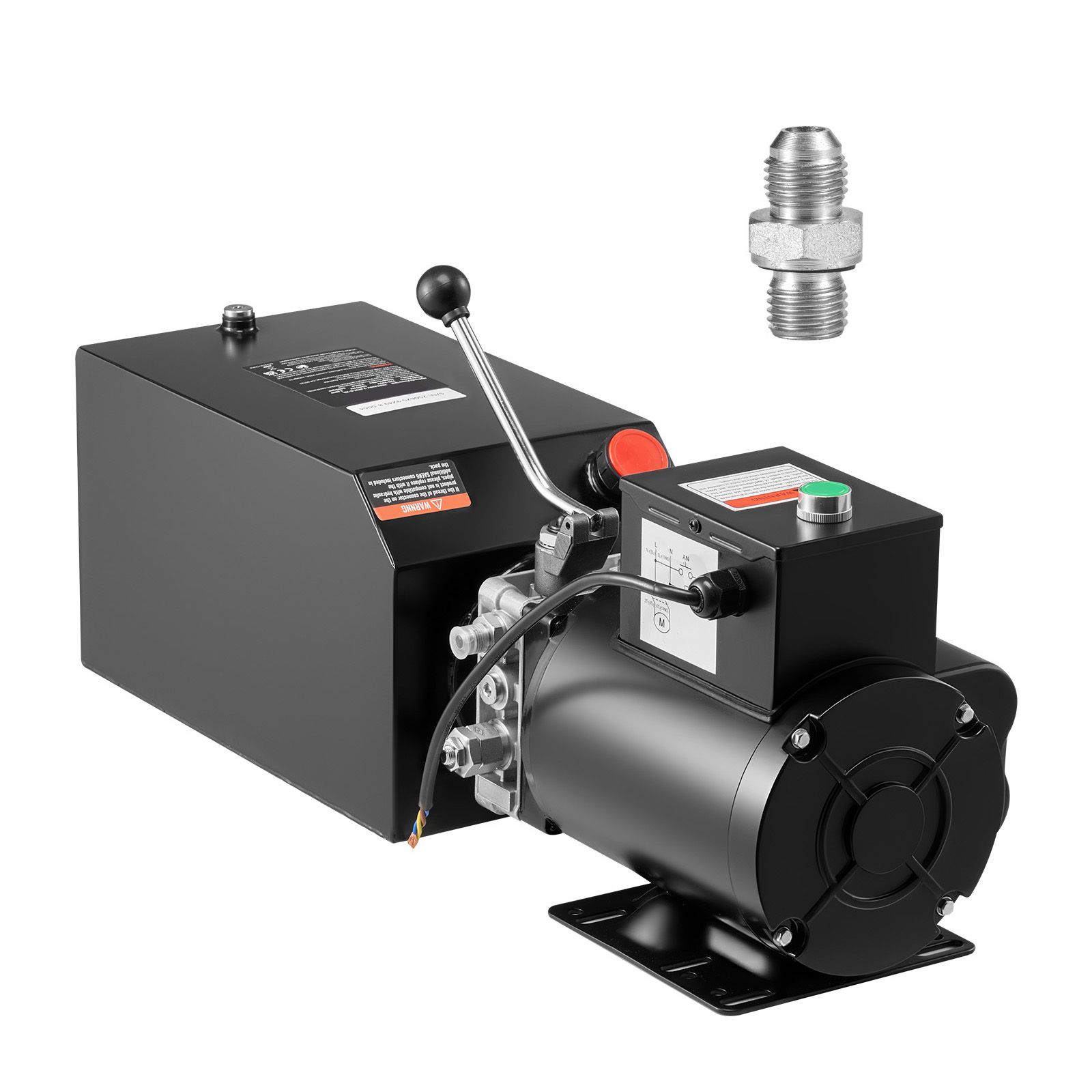 Hydraulikaggregat, Wechselstrom 220 V, 15 Quarts, Einfachwirkend, Fördermenge 6,3 L/min, Maximaler Druck 22 Mpa, Für Kipper, Autogarage, Hebebühne, Schwarz.