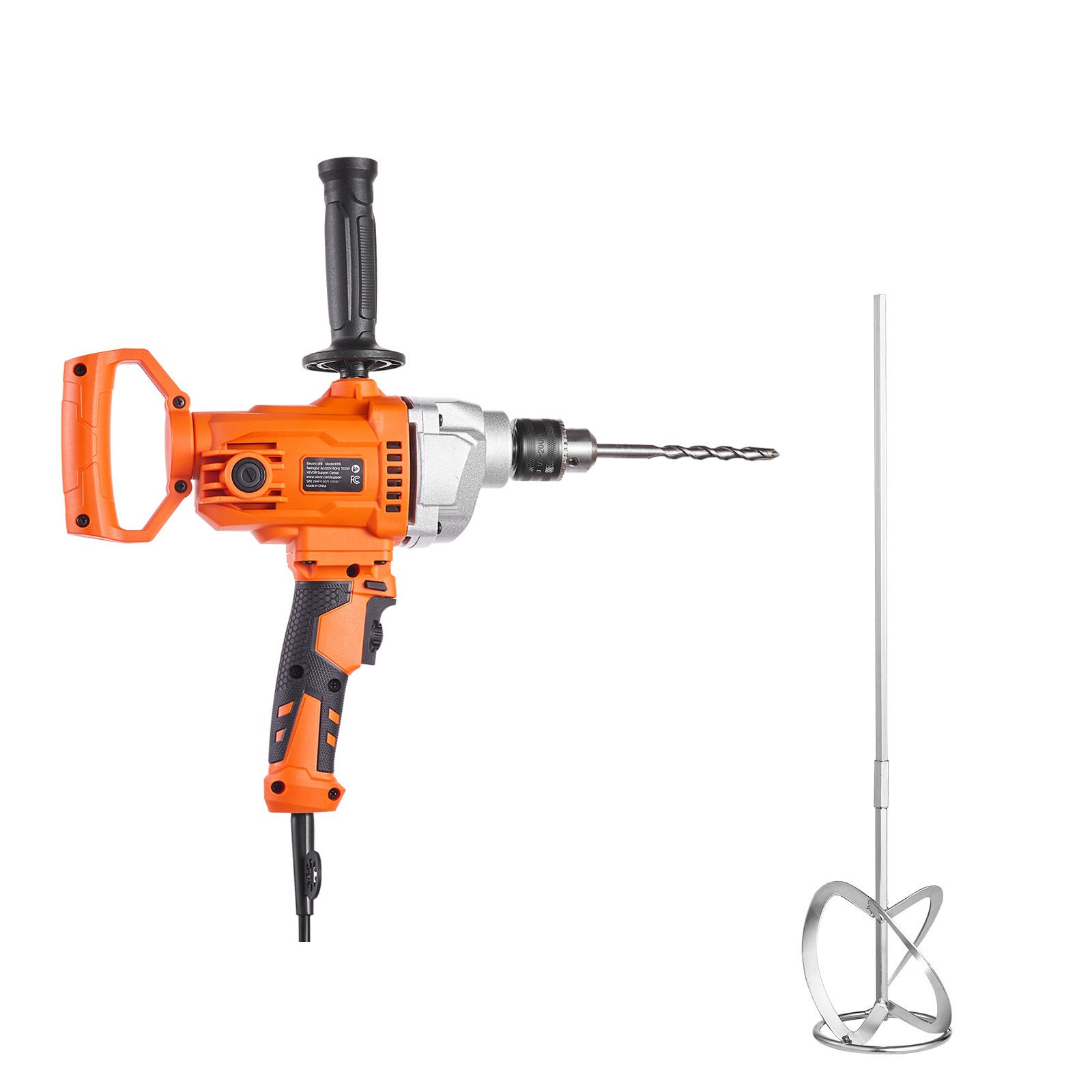 Elektrischer Rührbohrer Mit Kabel, 12,7 Mm, 0–850 U/min, 3,2 A, Mit D-griff, Zum Mischen Von Farbe, Zement Und Lebensmitteln