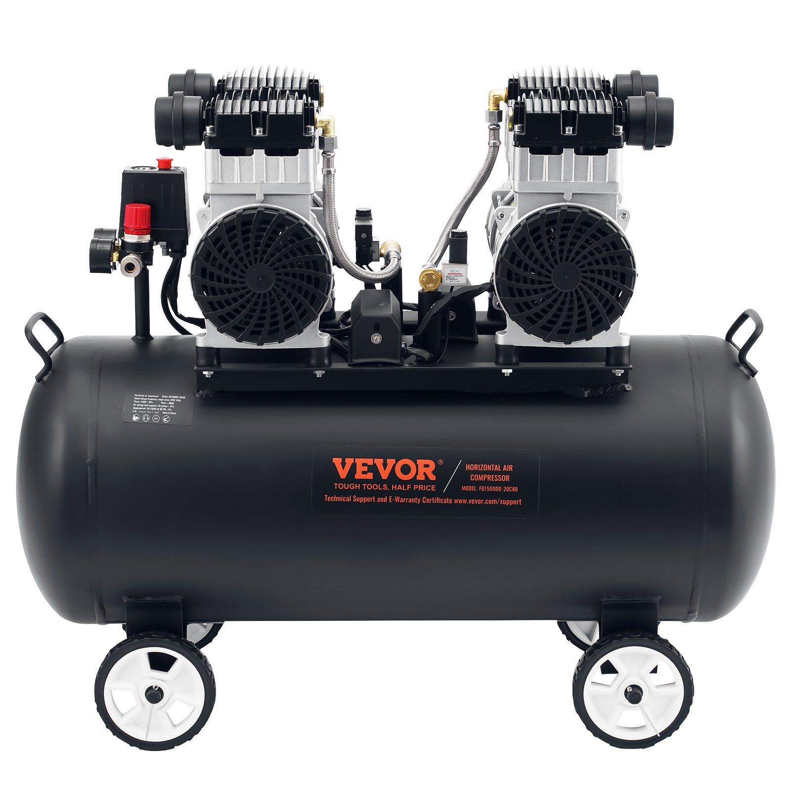 20-gallonen-luftkompressor, Stahltank, 4 Ps, 10,6 Cfm Bei 90 Psi, Ölfrei, Max. 125 Psi, Leise (78 Db), Tragbar, Für Autoreparaturen, Aufpumpen Und Lackieren