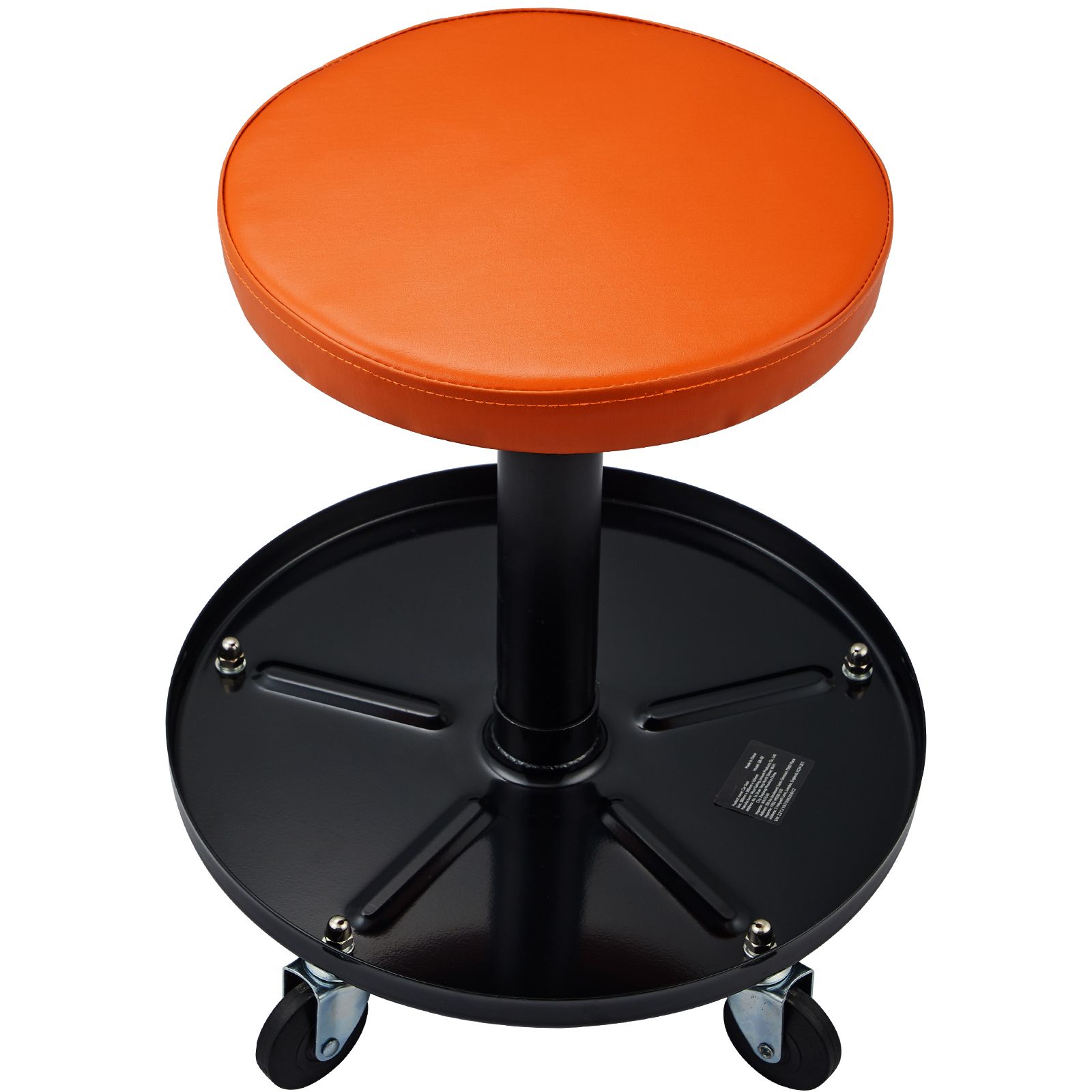 Mechanischer Werkstatthocker, 113 Kg, Mit Luftfederung, Höhenverstellbar 56-71 Cm, Mit Werkzeugablage, Schwarz Und Orange.