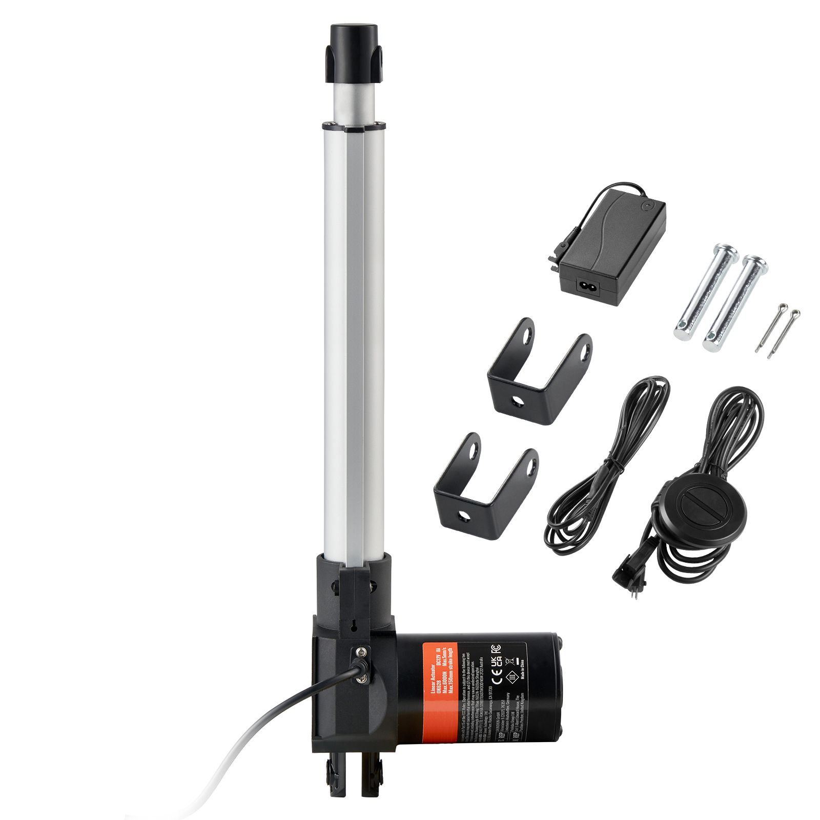Elektrischer Stellantrieb, 24 V, 254 Mm, 25 Mm/s Geschwindigkeit, 1000 N Schubkraft (99,8 Kg), Schutzart Ip44