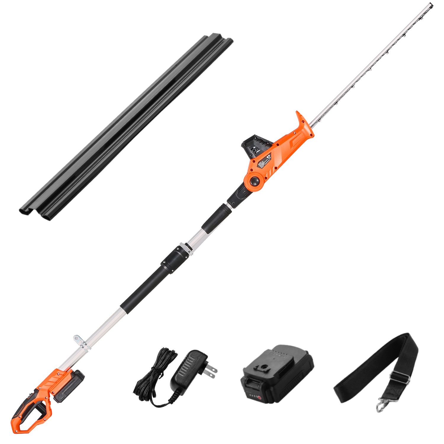20v Akku-elektro-heckenschere, 50cm Klinge, 1200 U/min Drehzahl, 1,9-2,4m Ausziehbarer Stiel, 5 Einstellbare Winkel, Ideal Für Hohe Äste Im Garten.