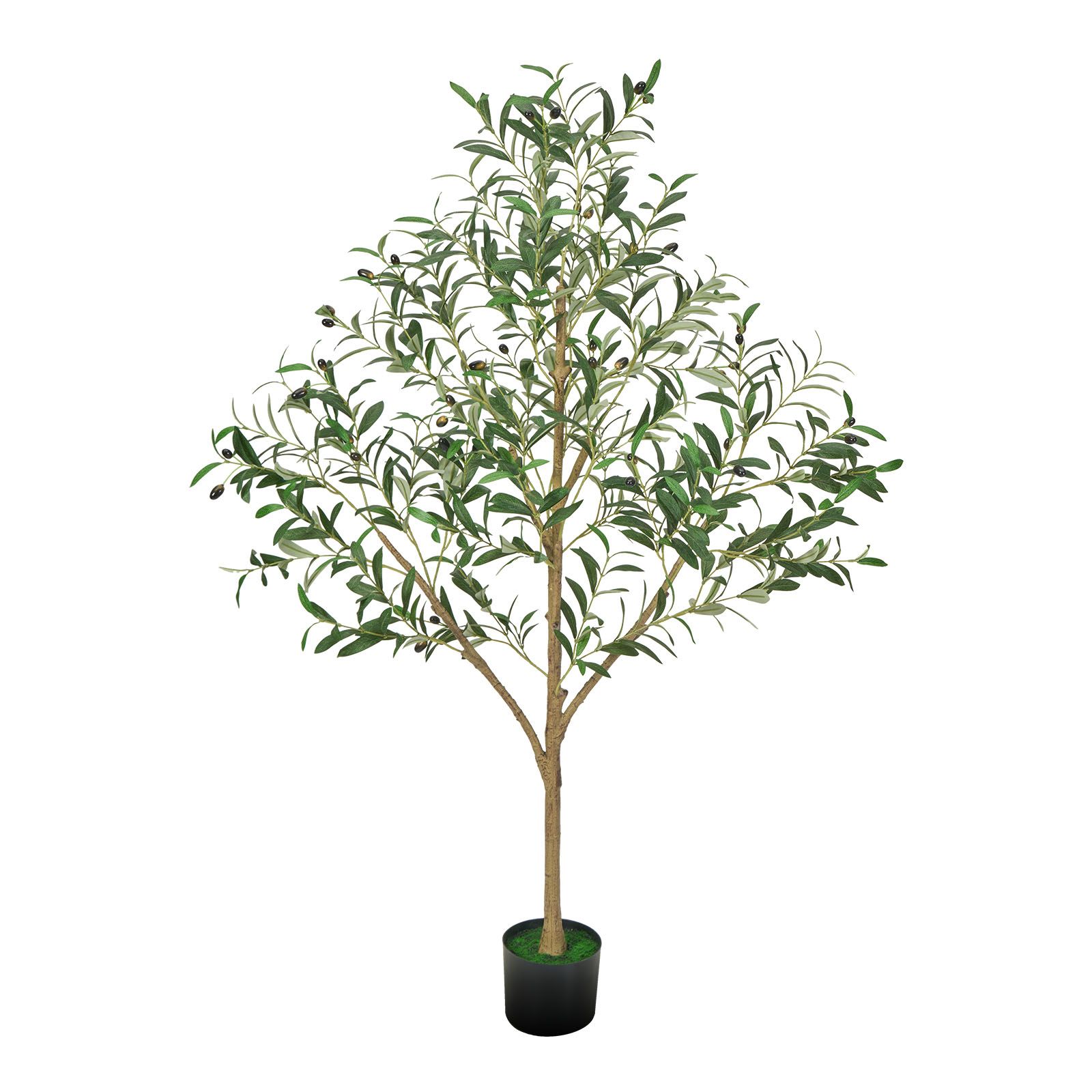Künstlicher Olivenbaum 150 Cm Im Schwarzen Topf, Natürlicher Holzstamm, Realistische Blätter Und Früchte, Grüne Pflanze Für Innenräume, Büro, Wohnzimmer, Dekorative Ecke.