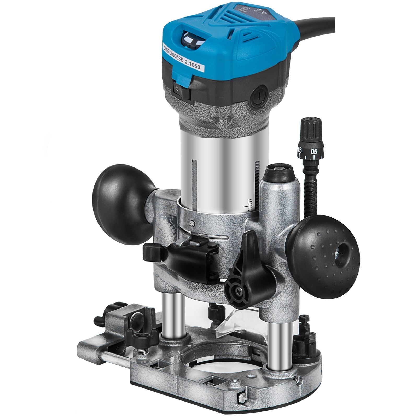 Kompakte 800-w-oberfräse, Variable Drehzahl 30.000 U/min, Mit 6,4 Mm Und 9,5 Mm Spannzangen, Tauchbasis Und Kippbasis, 220 V.