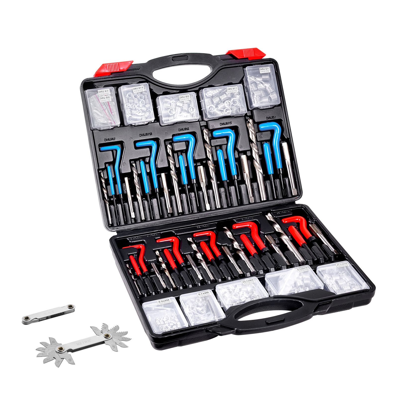 Helicoil Gewindereparaturset, 338-teilig, Sae Und Metrisch, M5 Bis M12, Hss-bohrer, Einsätze, Gewindebohrer Und Montagewerkzeuge