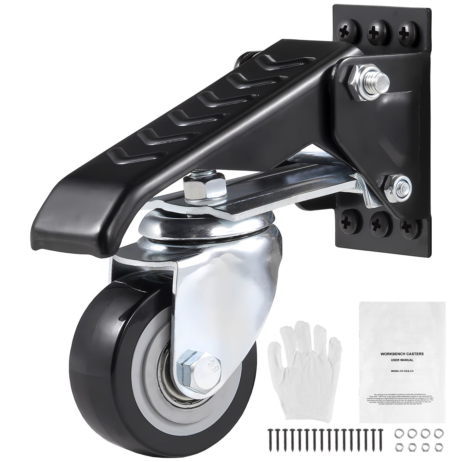 Werkbankrollen, Tragfähigkeit 74,8 Kg, 4er-set, Robuste 6,3 Cm Einziehbare Rollen, Seitenmontage Mit 360°-drehfunktion, Für Werkbänke, Tische Und Geräte.