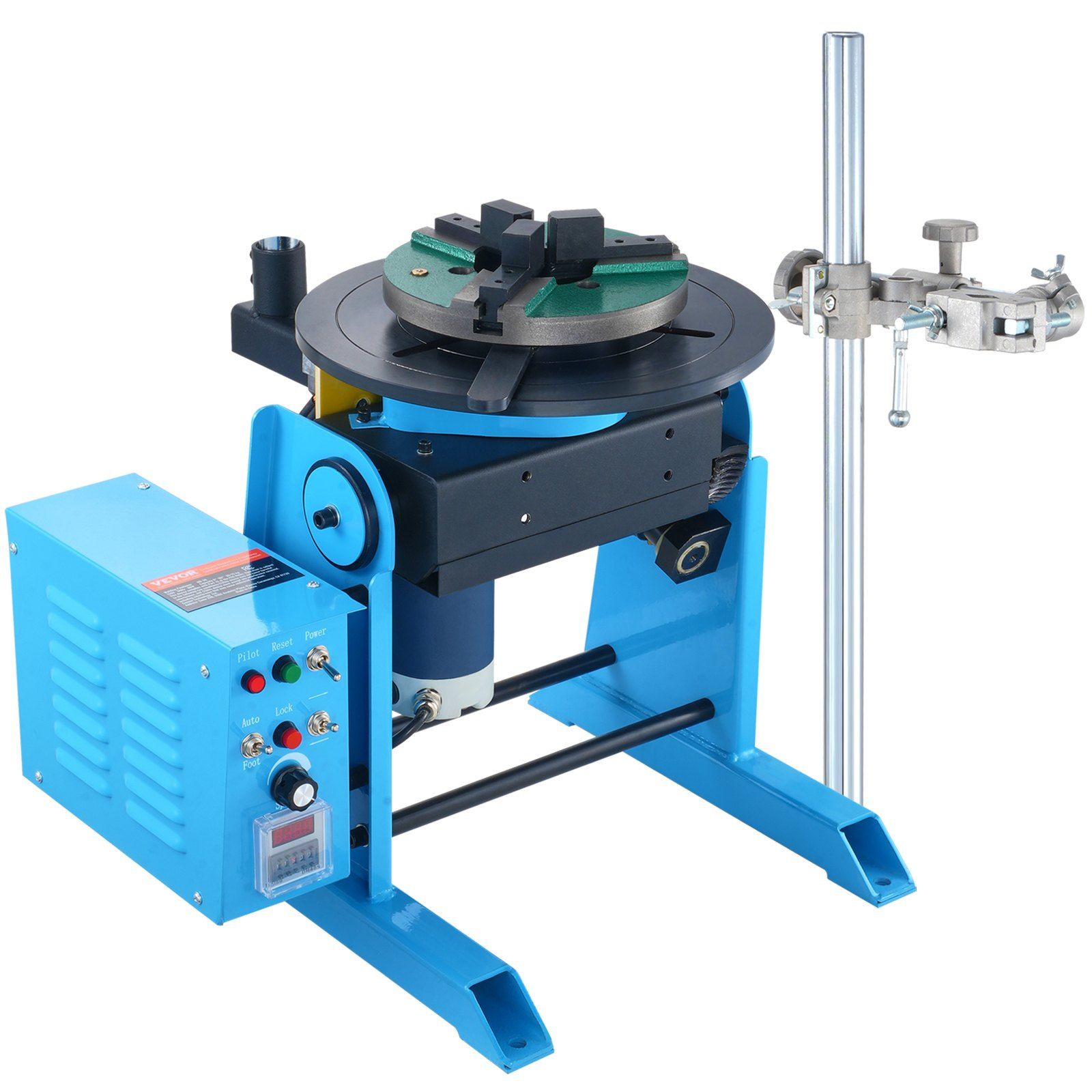 30 Kg Drehbarer Schweißpositionierer, 0-90° Schwenktisch Mit 12,4 Zoll 3-backen-spannfutter, 1-12 U/min, 80 W, Brennerhalter Zum Schneiden, Schleifen, Montieren Und Testen.