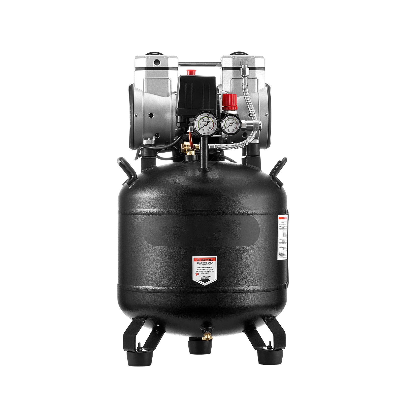 30-liter-luftkompressor, 1,5 Kw, 113 L/min Bei 6,2 Bar, Maximaler Druck 10 Bar, Ölfrei, Ideal Für Autoreparaturen, Reifenaufpumpen, Lackierarbeiten Und Holznagelarbeiten.