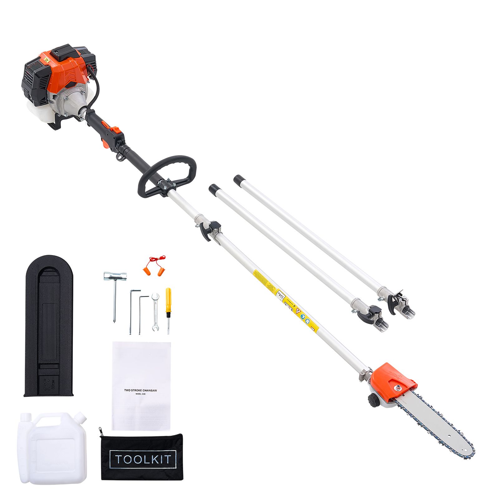 Benzin-stangenkettensäge, 33 Cm³, 2-takt, 20,3 Cm Führungsschiene, 850 Ml Kraftstofftank, Ausziehbar Von 2,08 M Bis 3,58 M, Zum Beschneiden Und Stutzen Von Bäumen
