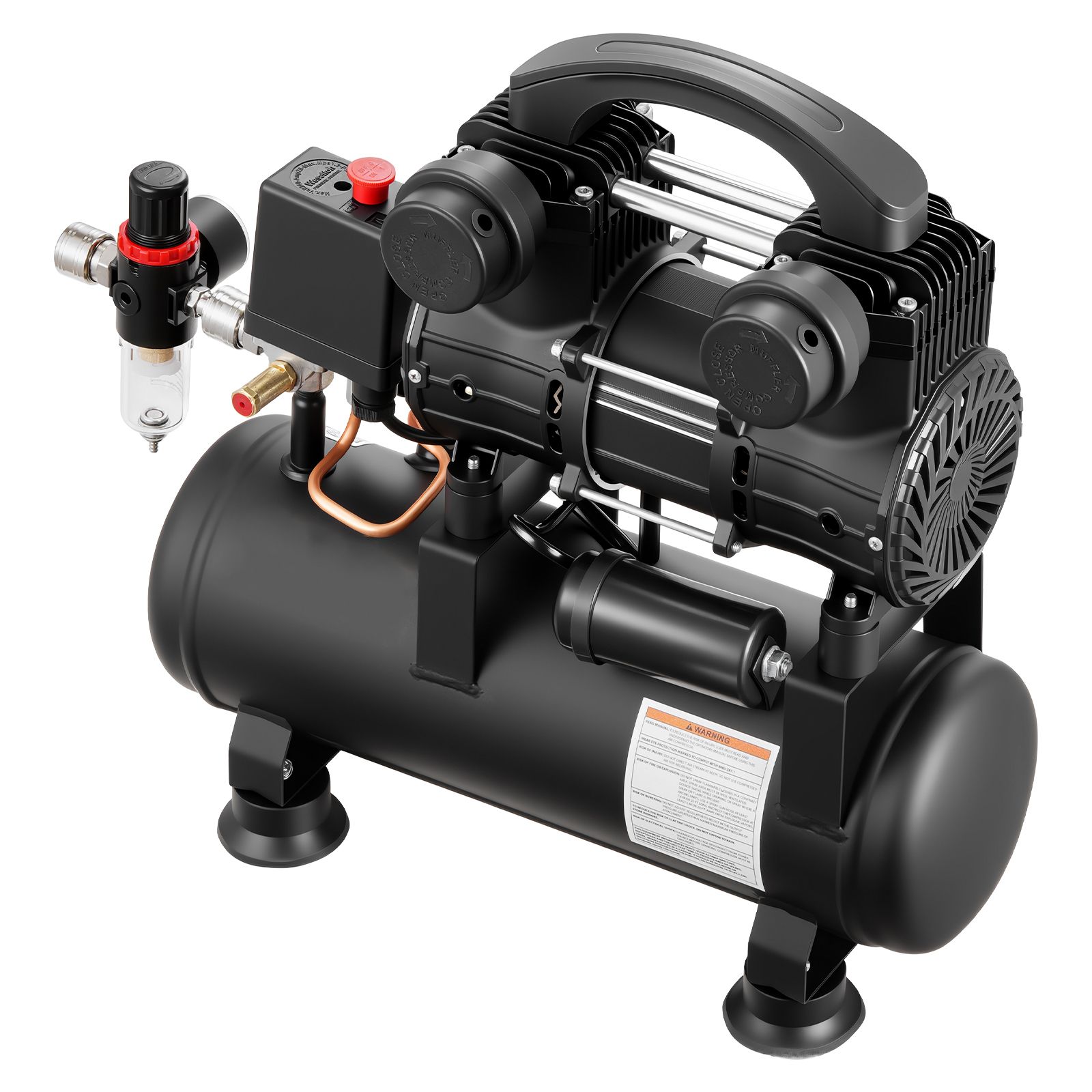 Ölfreier 6-liter-luftkompressor, 0,75 Kw, Fördermenge 71 L/min Bei 6,2 Bar, Maximaler Druck 8 Bar, Kompakt Und Tragbar Für Autoreparaturen, Aufpumpen Und Nageln.