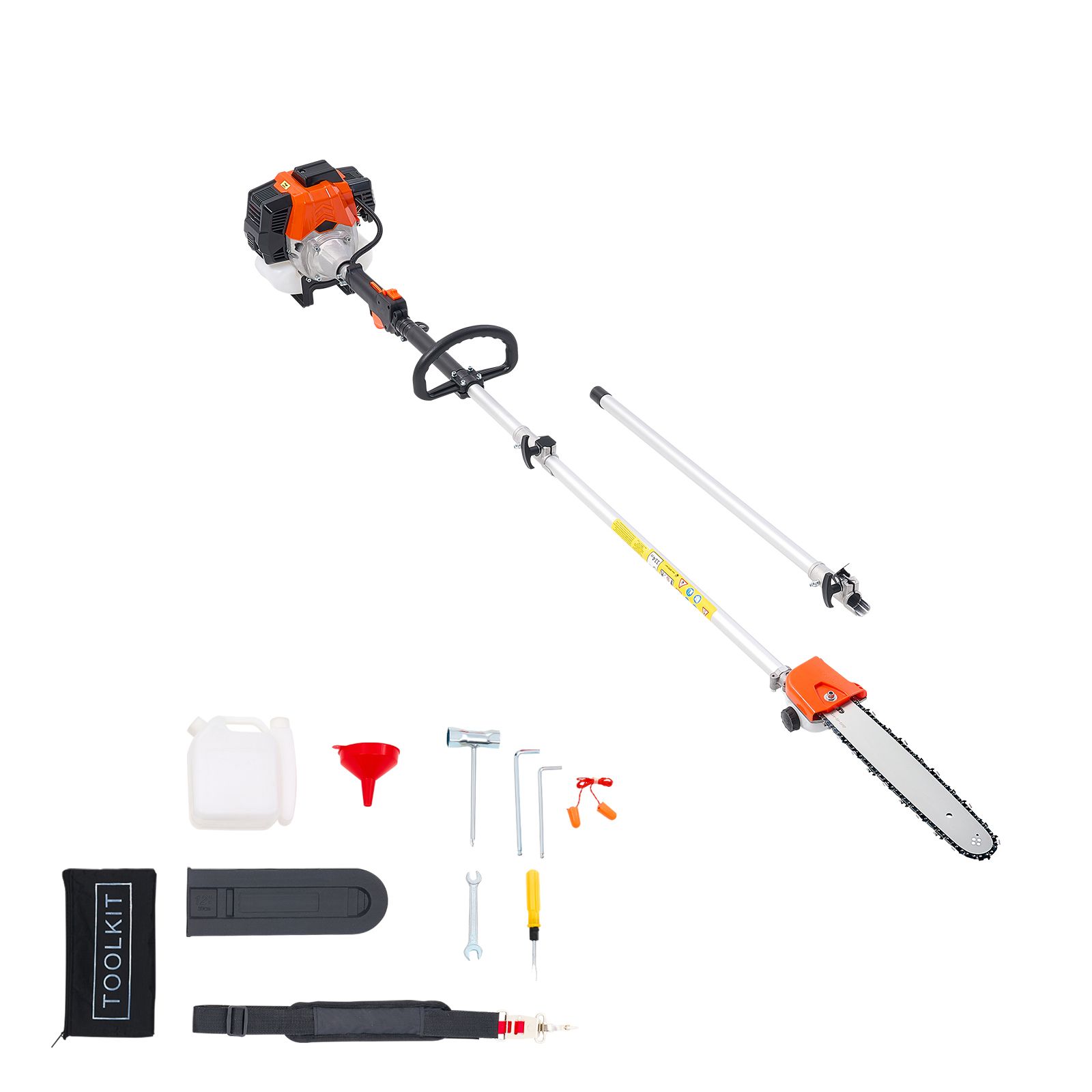 Benzin-stangenkettensäge, 33 Cm³ 2-takt, 35,6 Cm Führungsschiene, 850 Ml Kraftstofftank, Ausziehbar Von 2,2 Bis 2,94 M, Zum Beschneiden Und Trimmen
