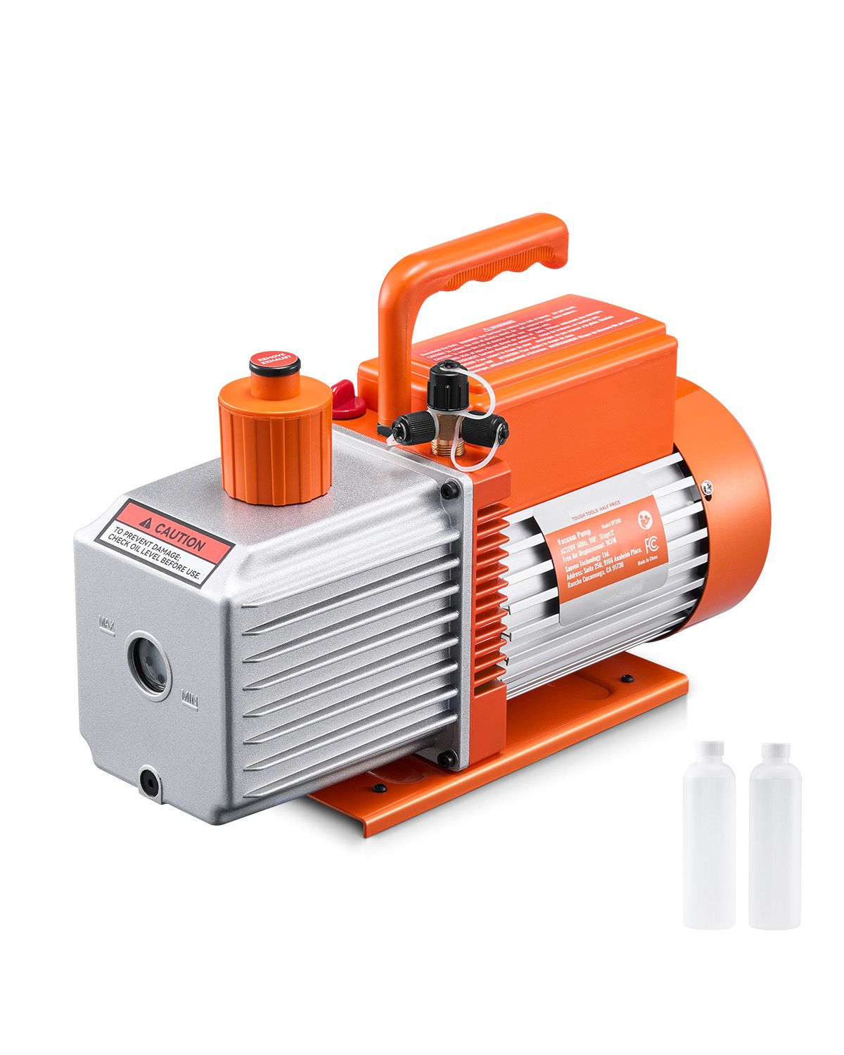 Vakuumpumpe Mit 254 L/min (9 Cfm), 2-stufige Flügelzellenpumpe, Für R134a R22 R410a Systeme, Set Mit Ölflasche, Für Die Wartung Von Autoklimaanlagen Und Die Entgasung Von Harzen.