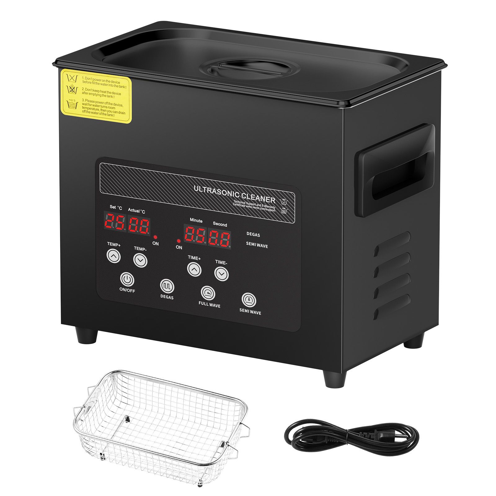 3-liter-ultraschallreiniger, 120 W, Schonmodus, Verbesserte Entgasung, 40 Khz, Heizfunktion Und Timer Für Schmuck, Brillen, Werkzeuge Und Zahnärztliche Apparaturen