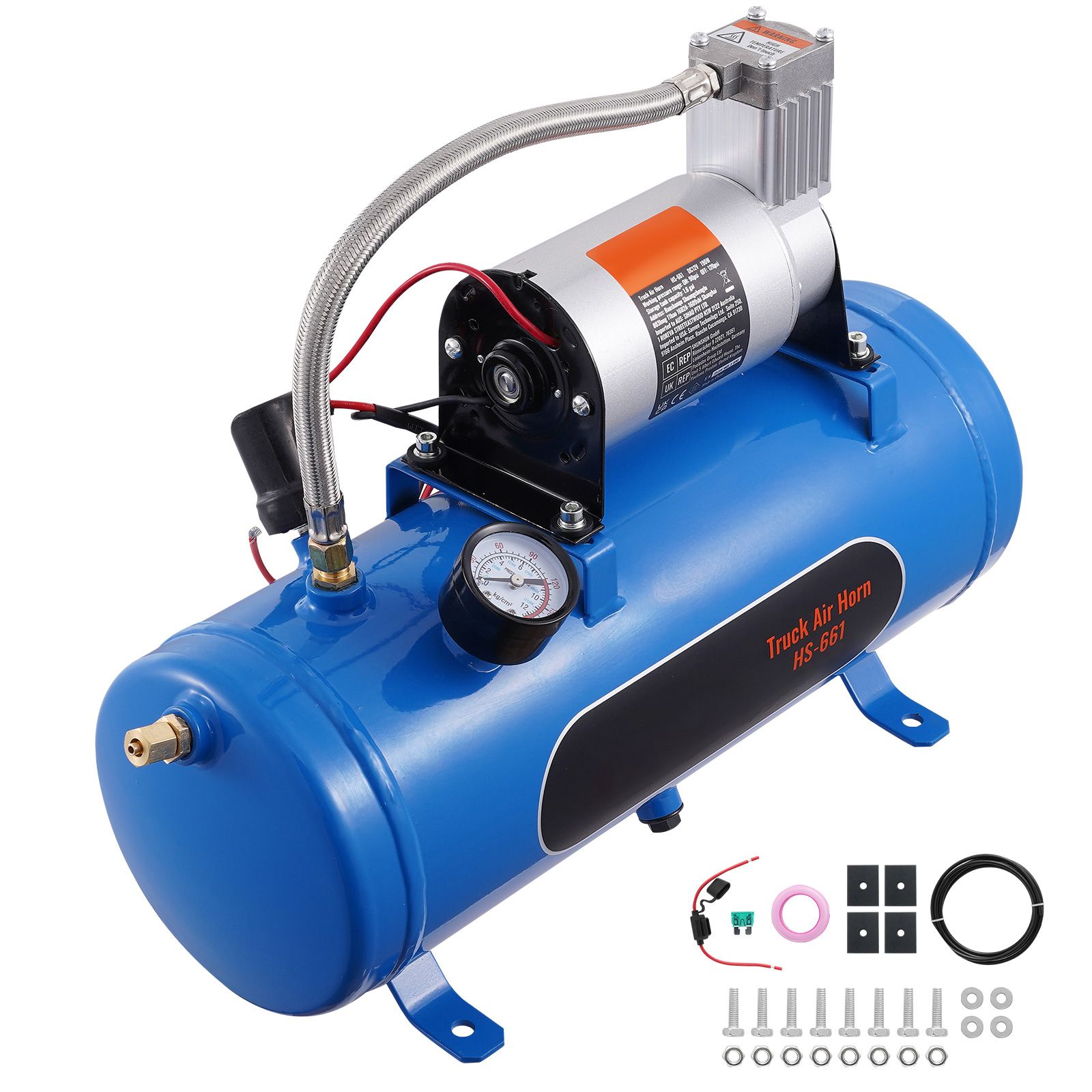 12v 6l Luftkompressor Mit Tank, 120 Psi, Für Hupen, Reifen- Und Matratzenaufpumpen.
